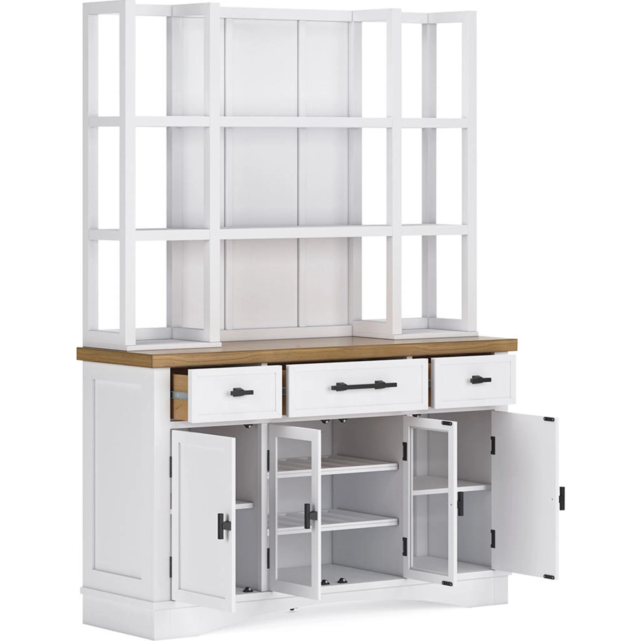 Ashbryn Server & Hutch - White/Natural - (D844D3) - Image 4