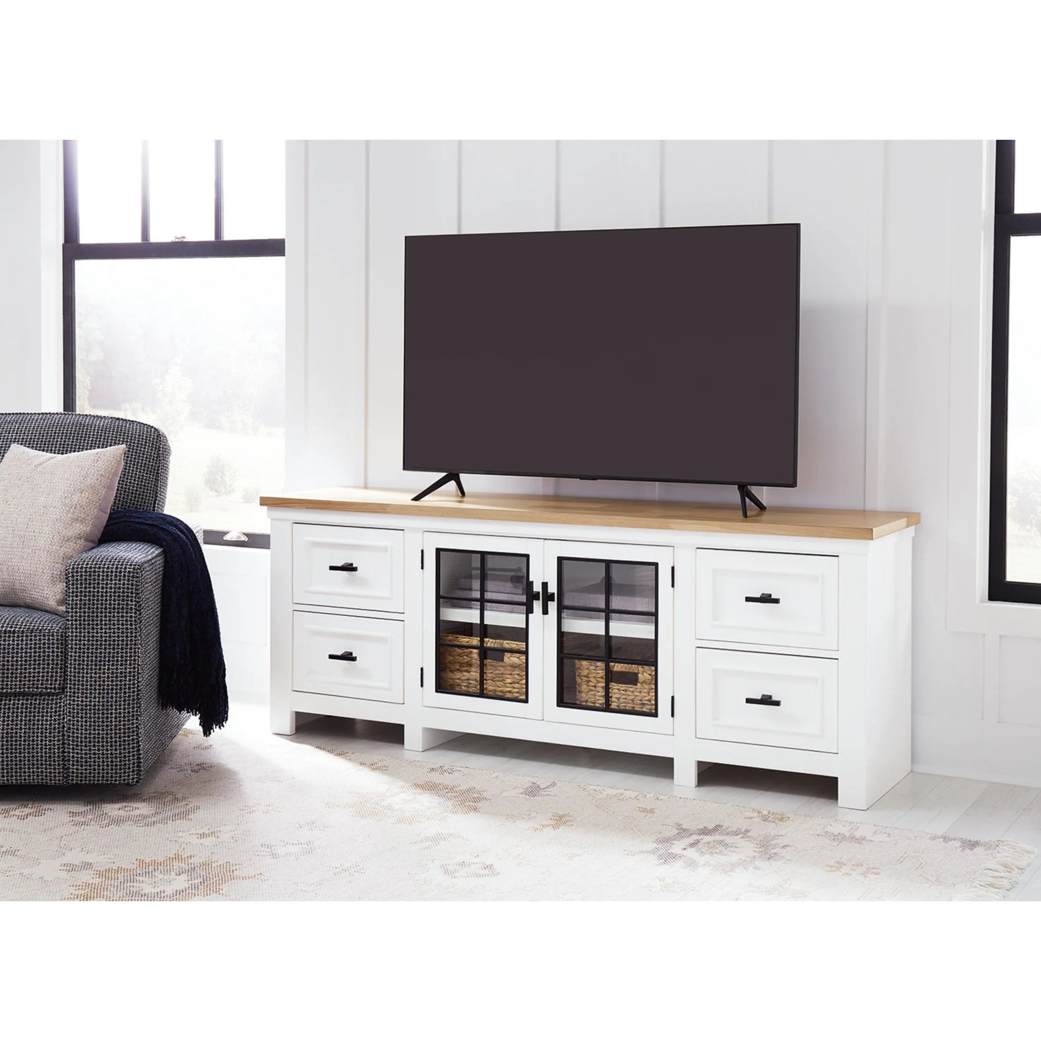 Ashbryn TV Stand - White/Natural - Image 2