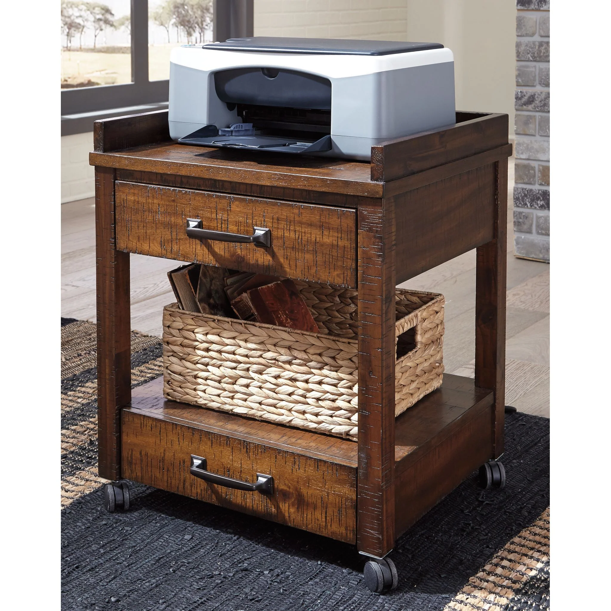 Baldridge Printer Stand - Rustic Brown - Image 2
