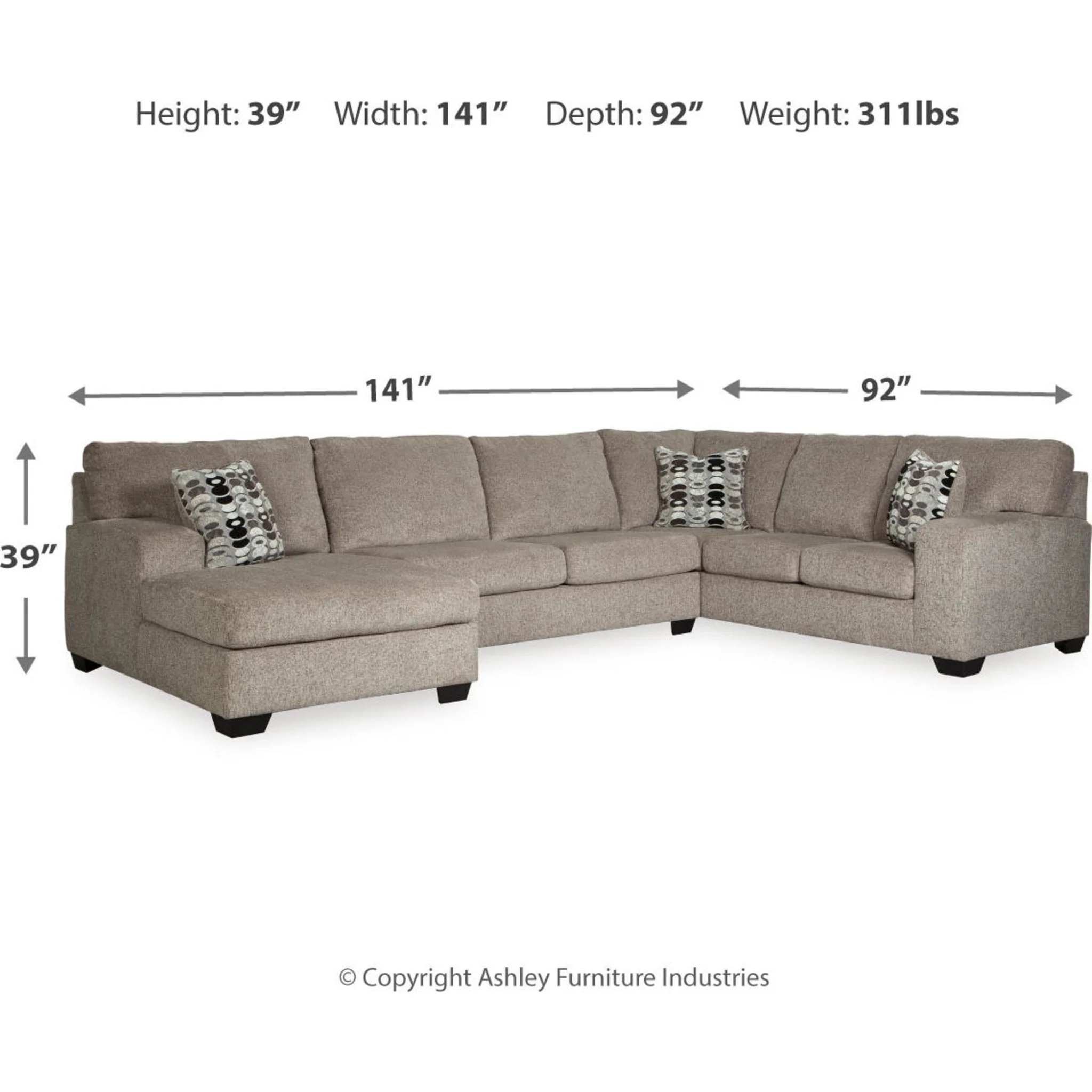 Ballinasloe 3 Piece Sectional with Chaise - Image 11