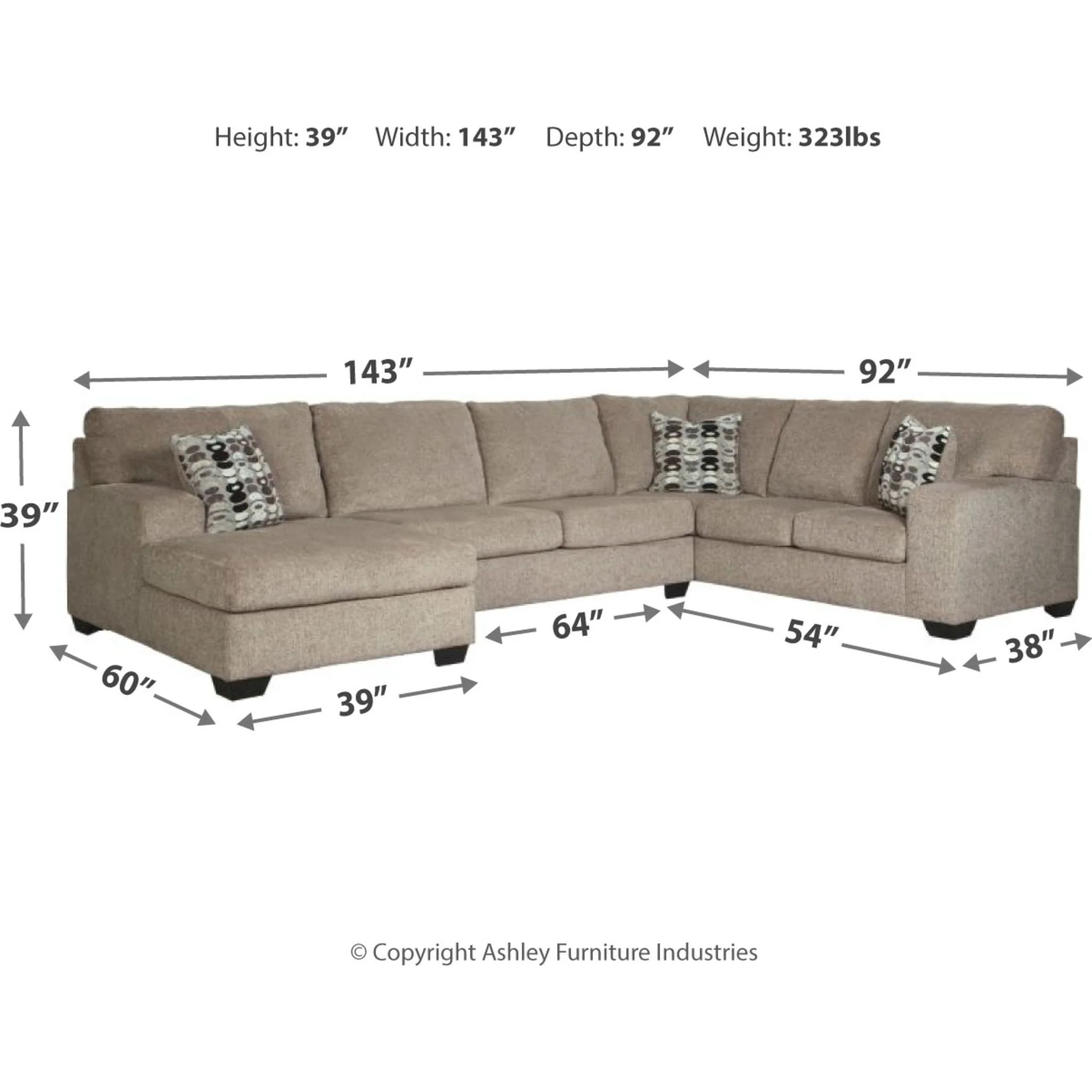 Ballinasloe 3 Piece Sectional with Chaise - Image 5