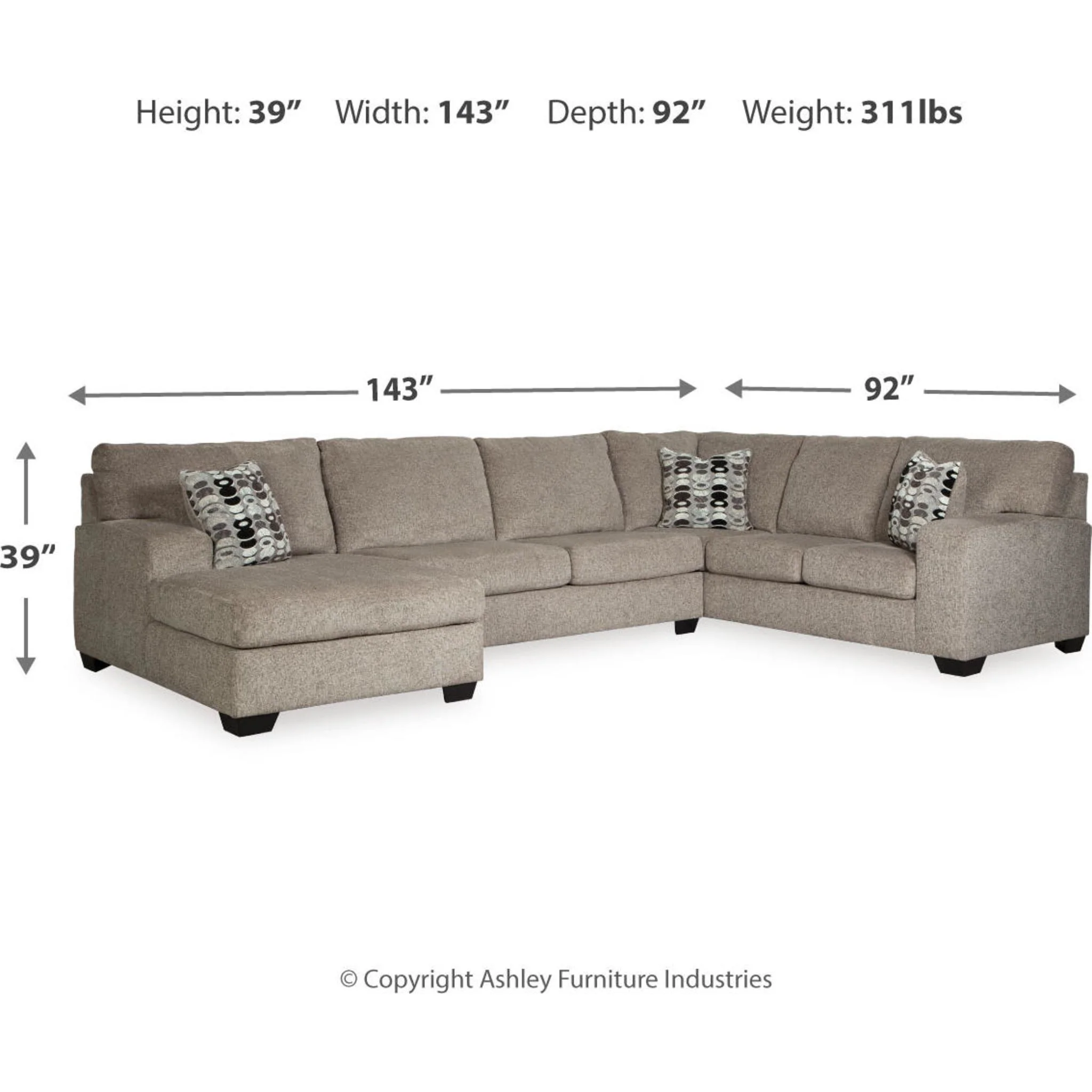 Ballinasloe 3 Piece Sectional with Chaise - Image 12
