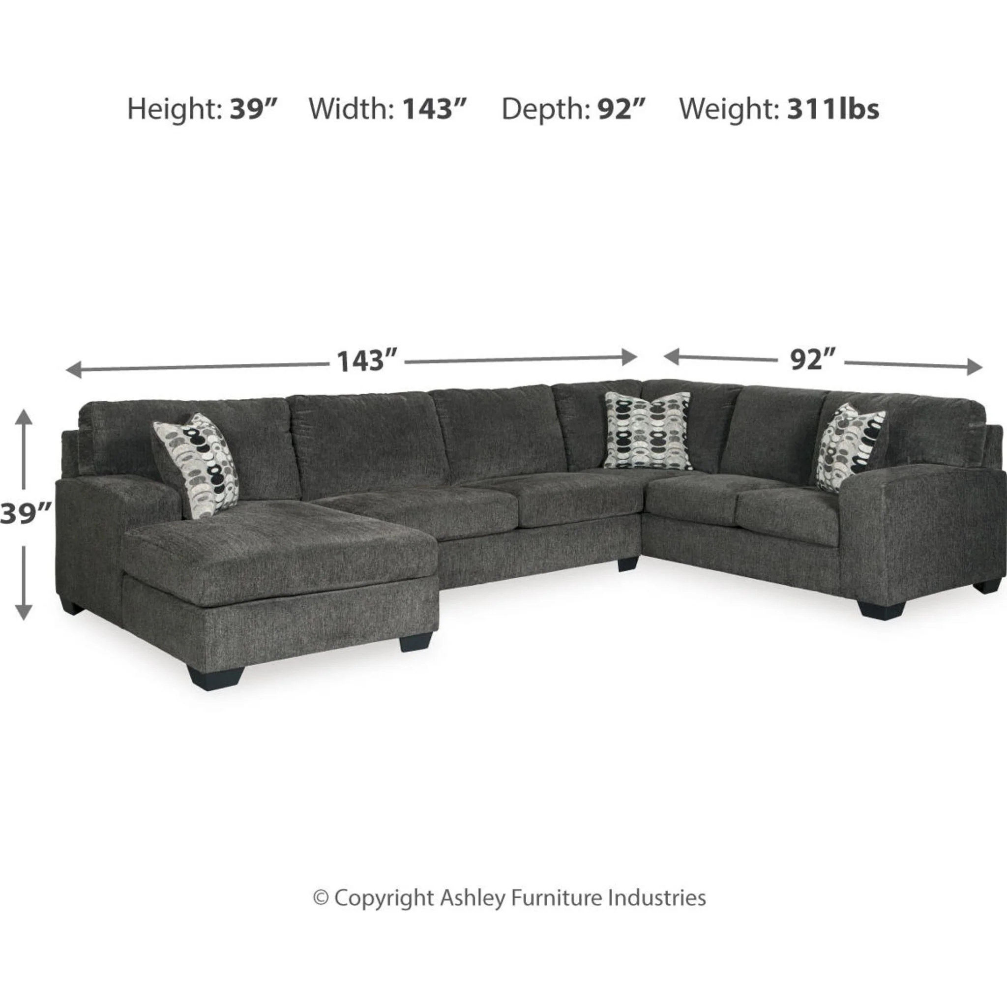 Ballinasloe 3 Piece Sectional with Chaise - Image 9