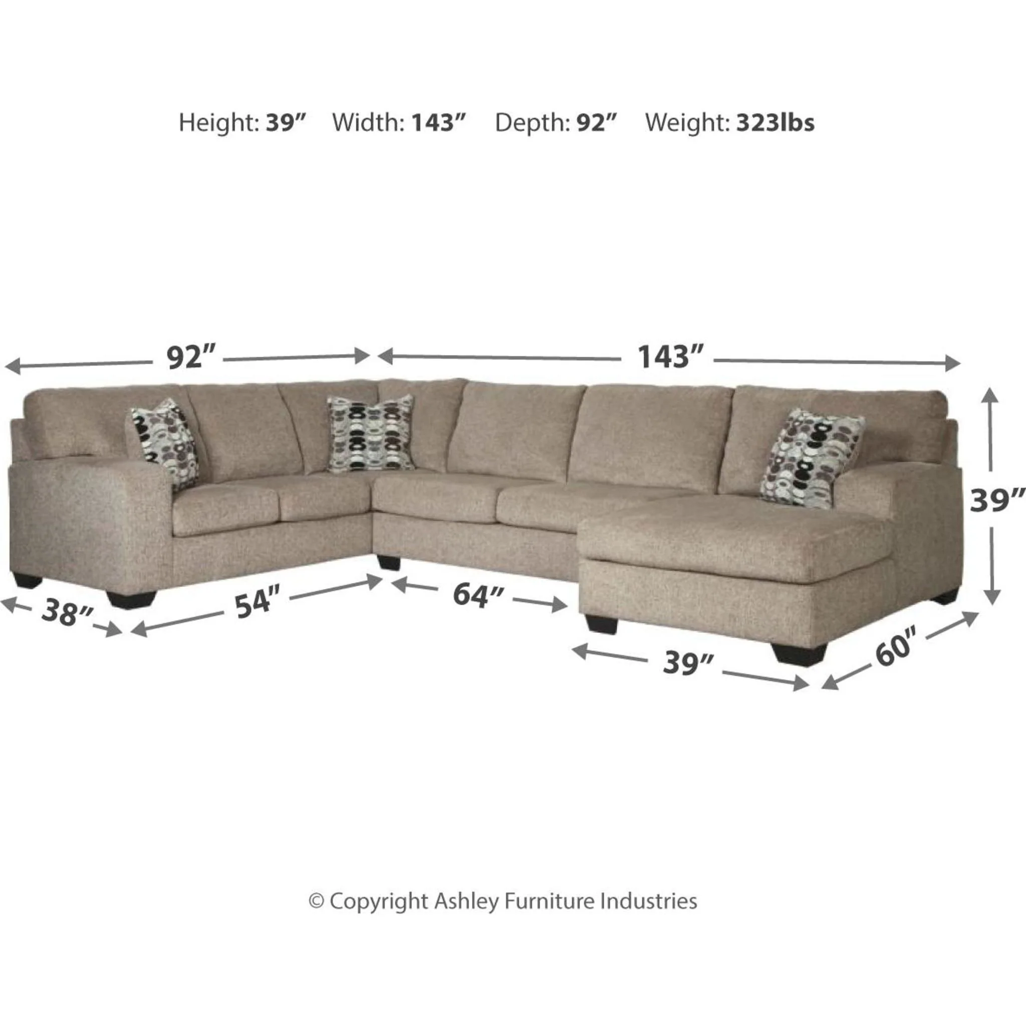 Ballinasloe 3 Piece Sectional with Chaise - Image 9