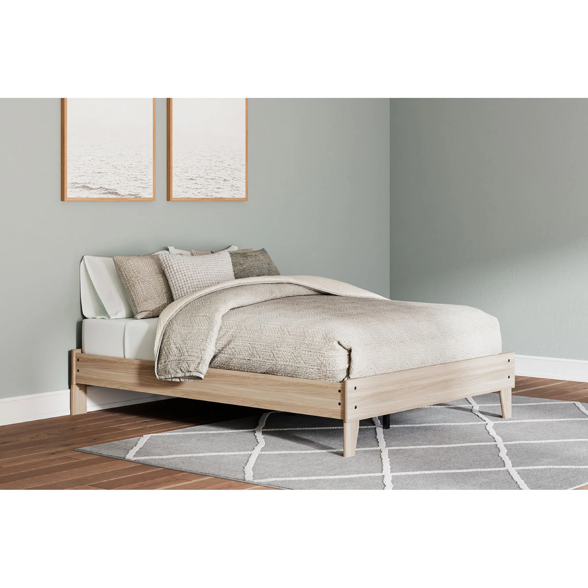 Battelle Full Platform Bed - Tan - Image 2