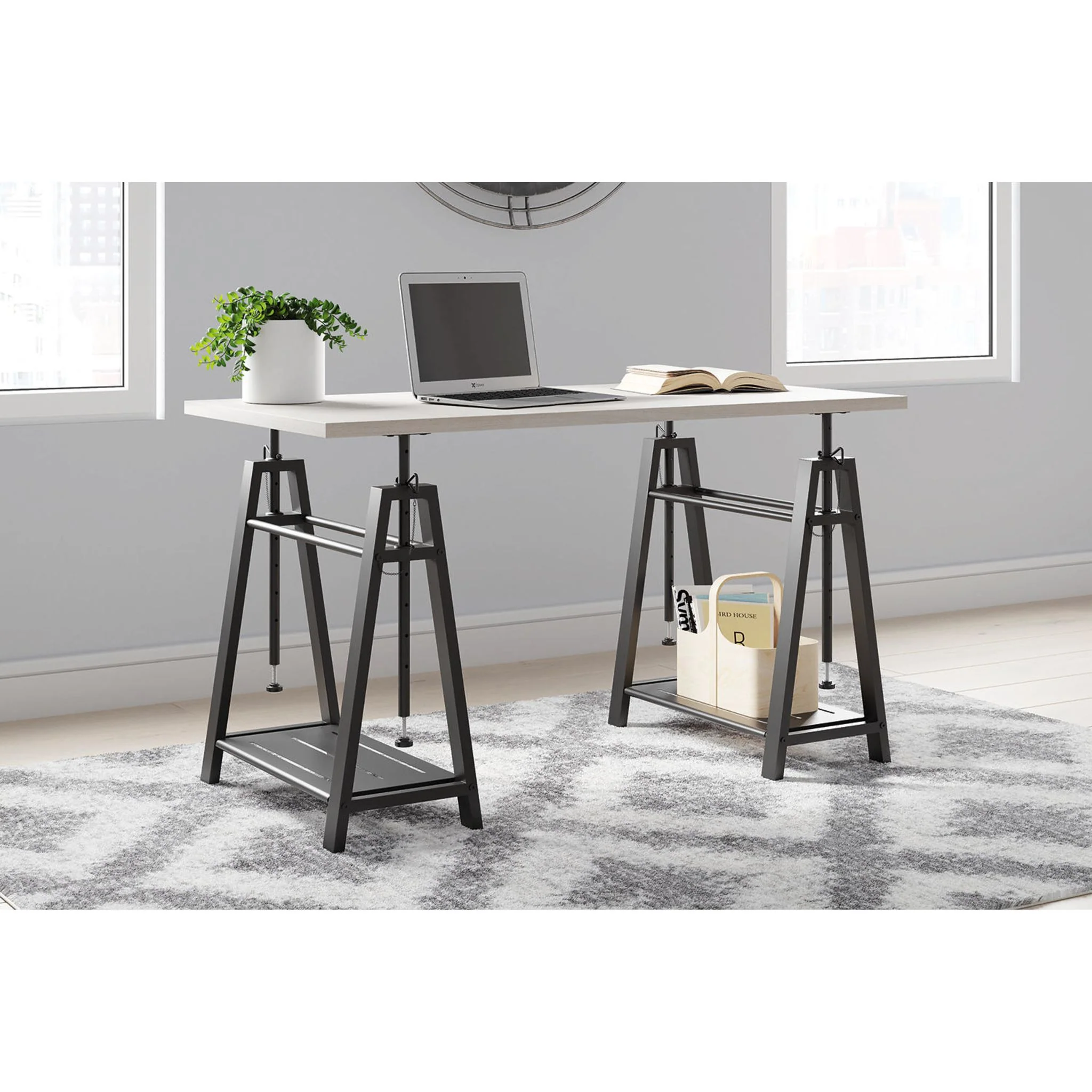 Bayflynn Adjustable Height Desk - White/Black - Image 2