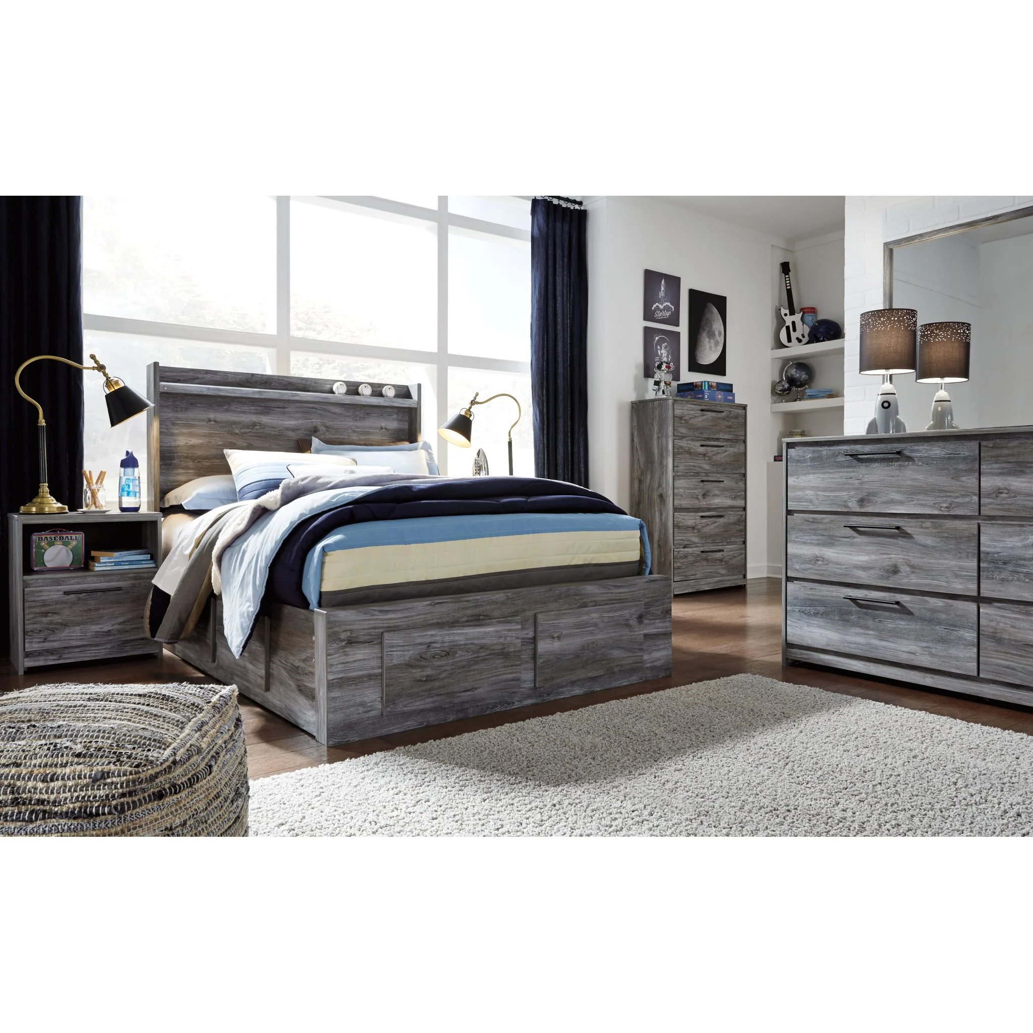 Baystorm 5 Piece Full Storage Bed - Gray - Image 3