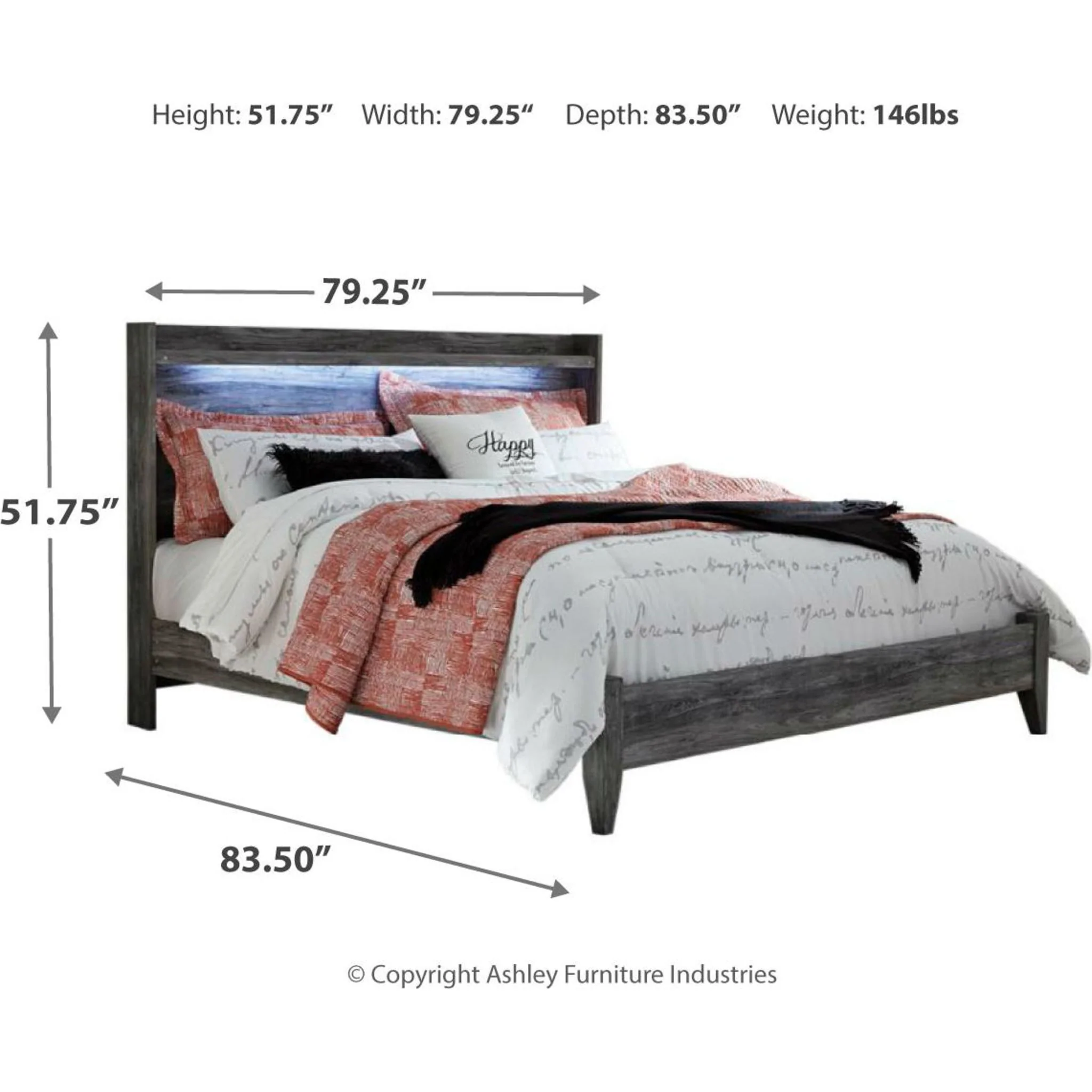 Baystorm 6 Piece King Panel Bedroom - Gray - Image 4