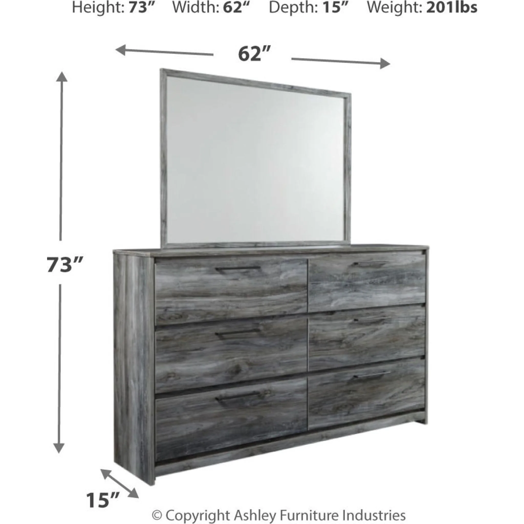 Baystorm 6 Piece Panel Bedroom - Gray - Image 12