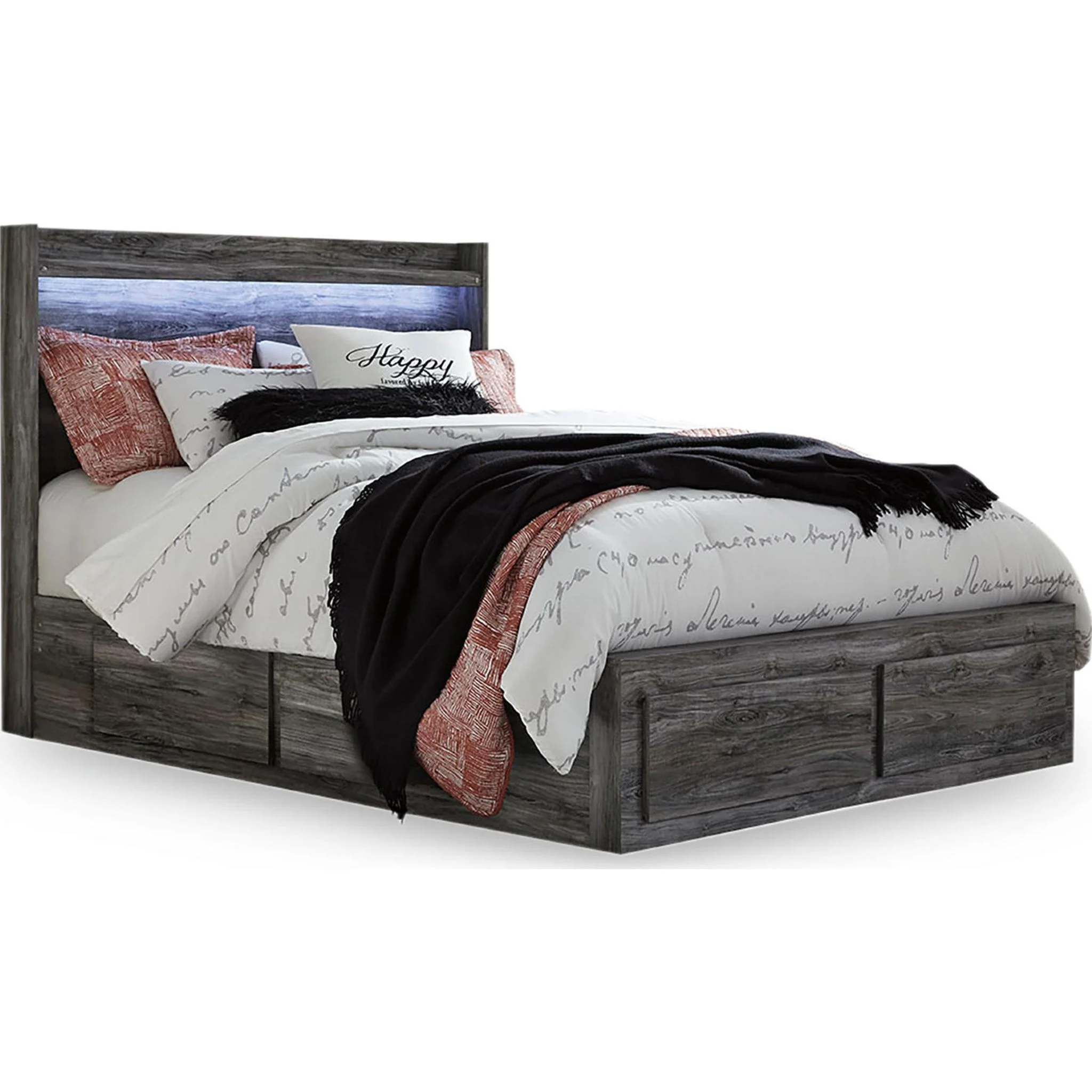 Baystorm Panel Bed with 4 Drawer Storage - Gray - Image 8