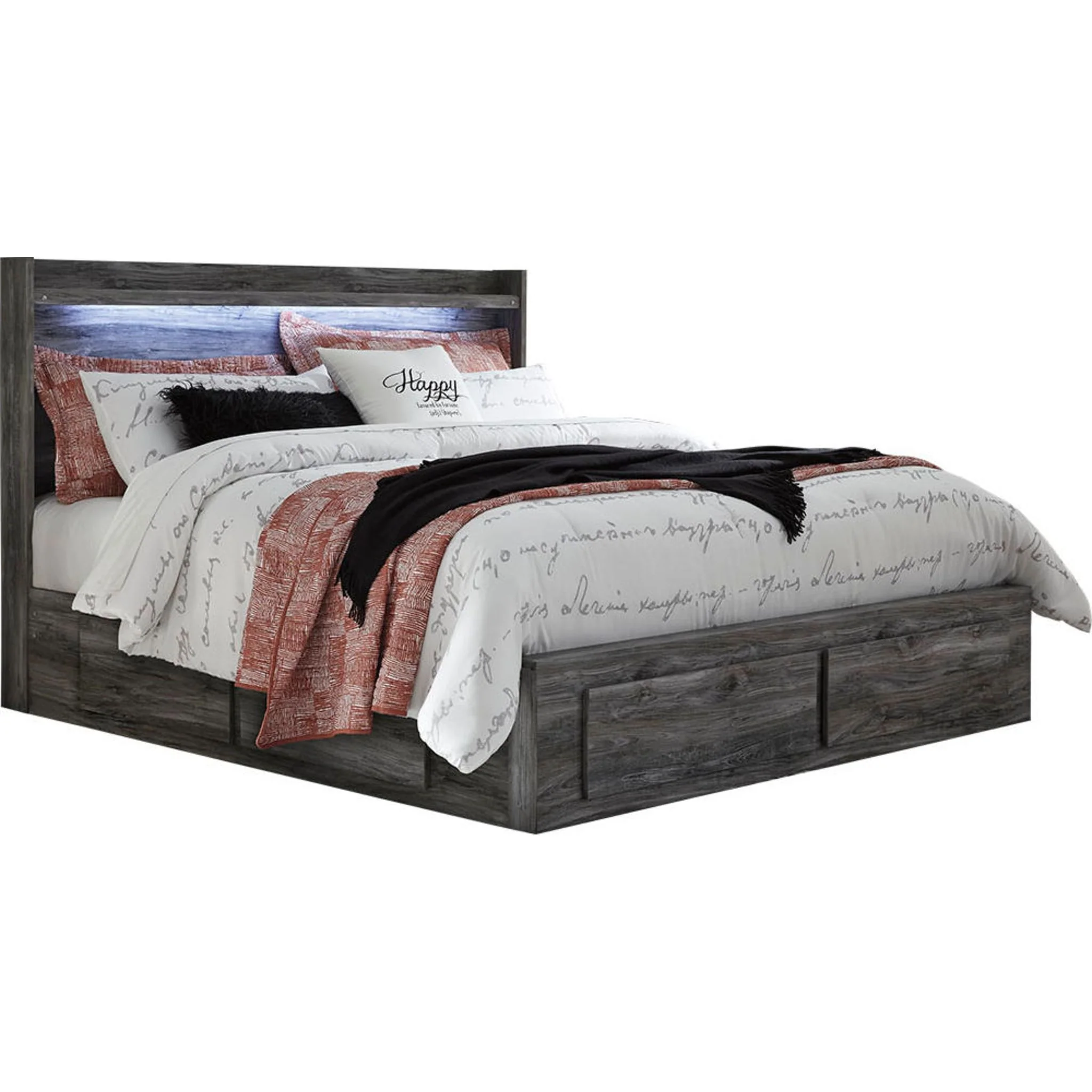Baystorm Panel Bed with 6 Drawer Storage - Gray - Image 17