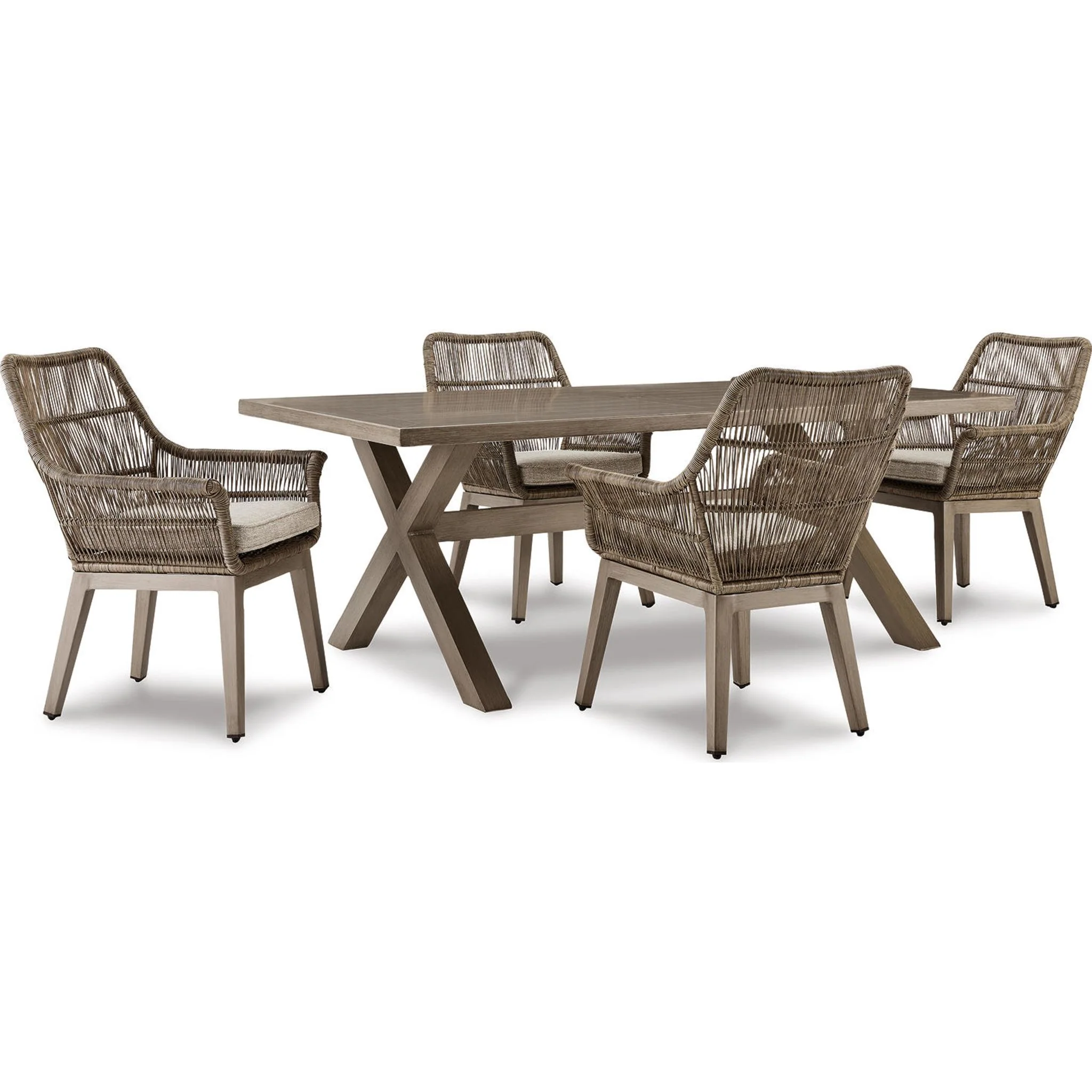 Beach Front 5 Piece Outdoor Dining Set - Beige - Image 7