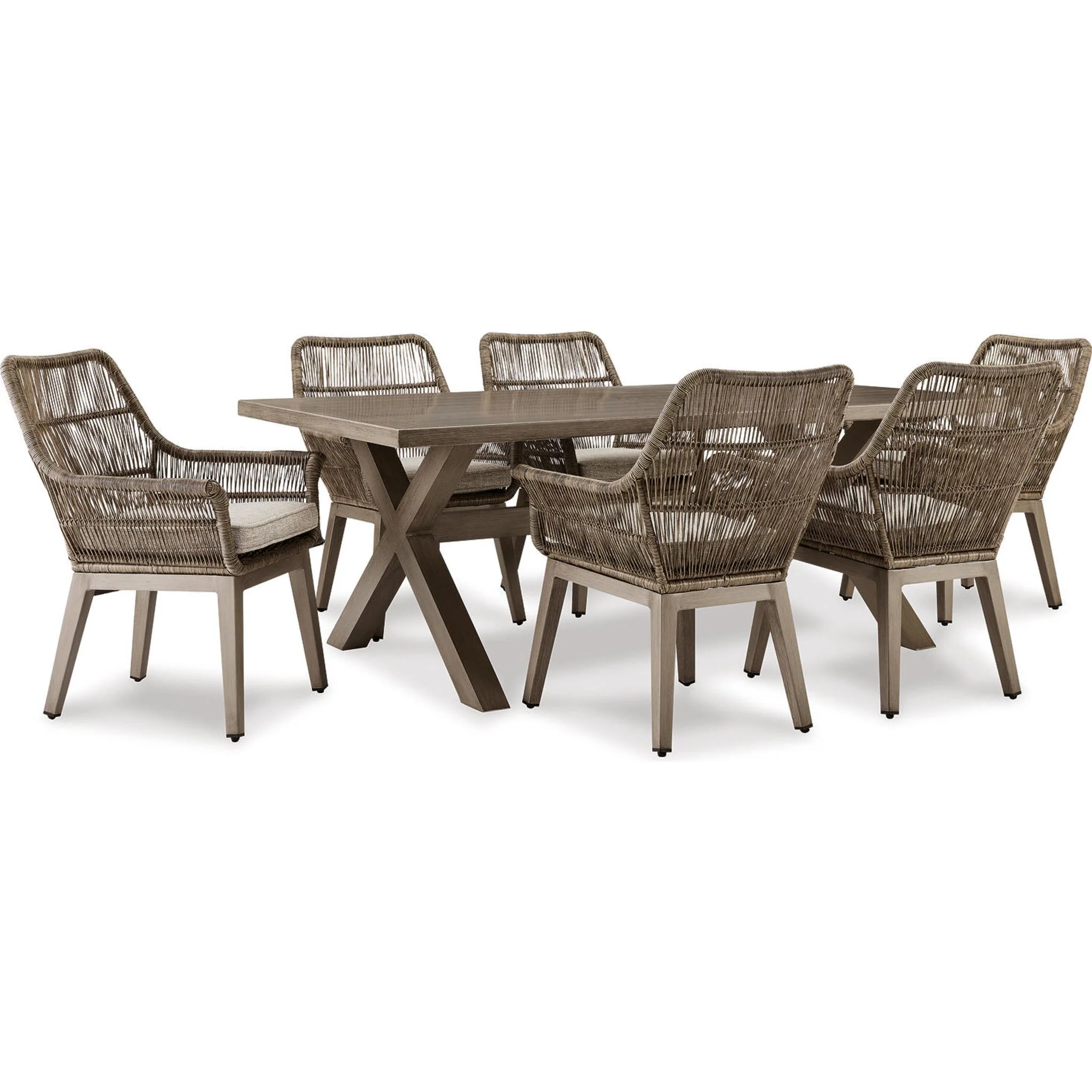 Beach Front 7 Piece Outdoor Dining Set - Beige - Image 6