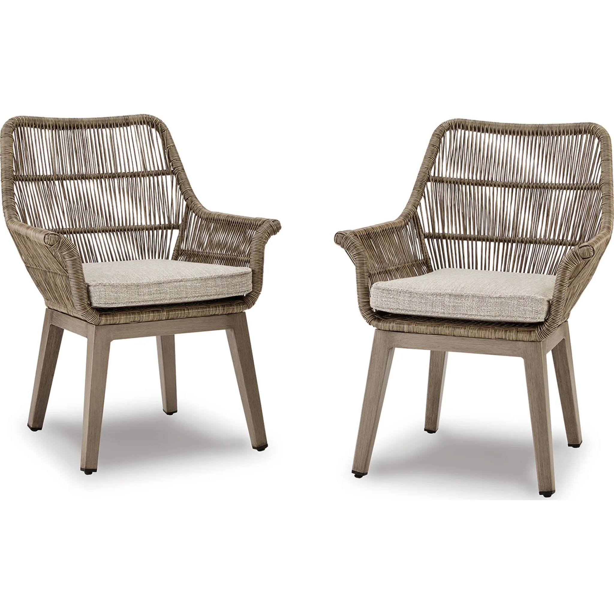 Beach Front Outdoor Arm Chair with Cushion (set of 2) - Beige