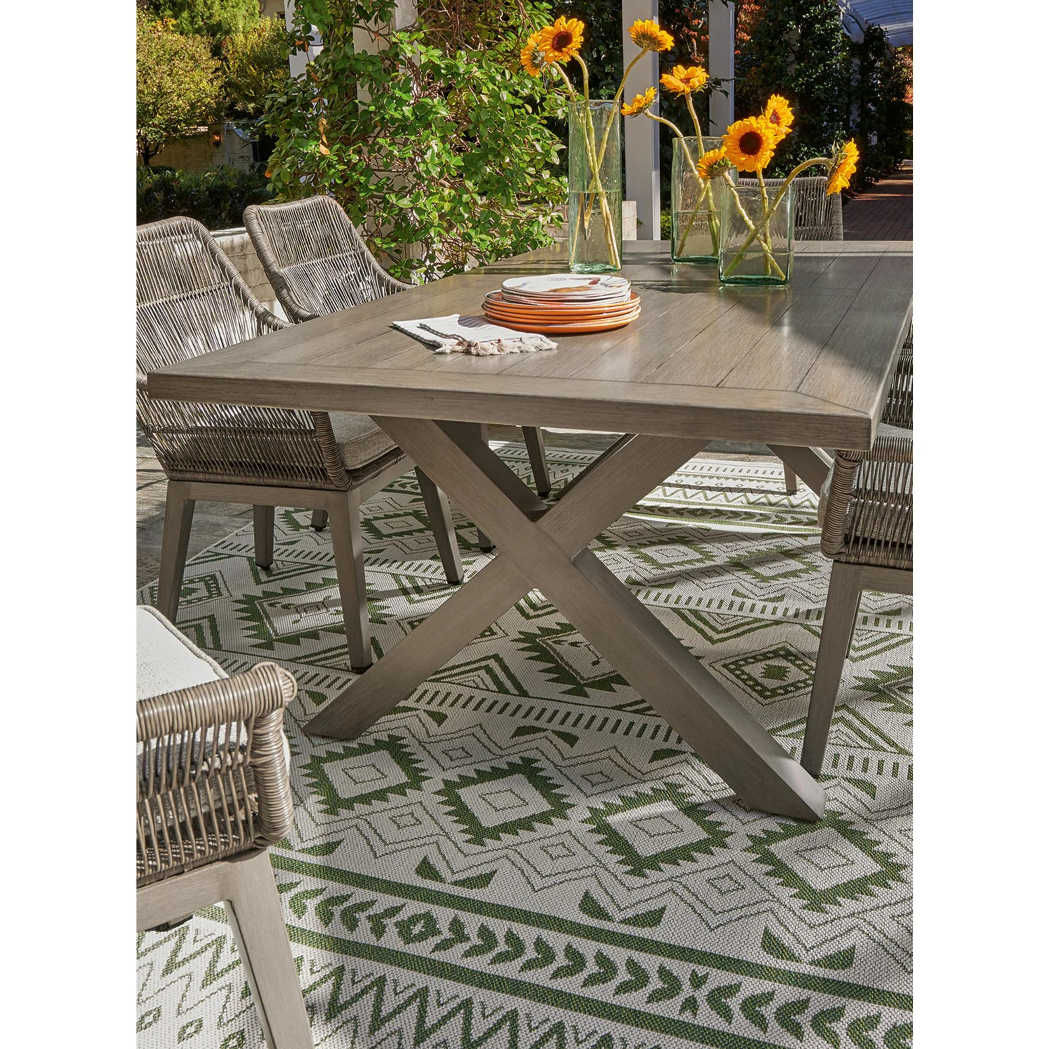 Beach Front Outdoor Rectangle Dining Table - Beige - Image 9
