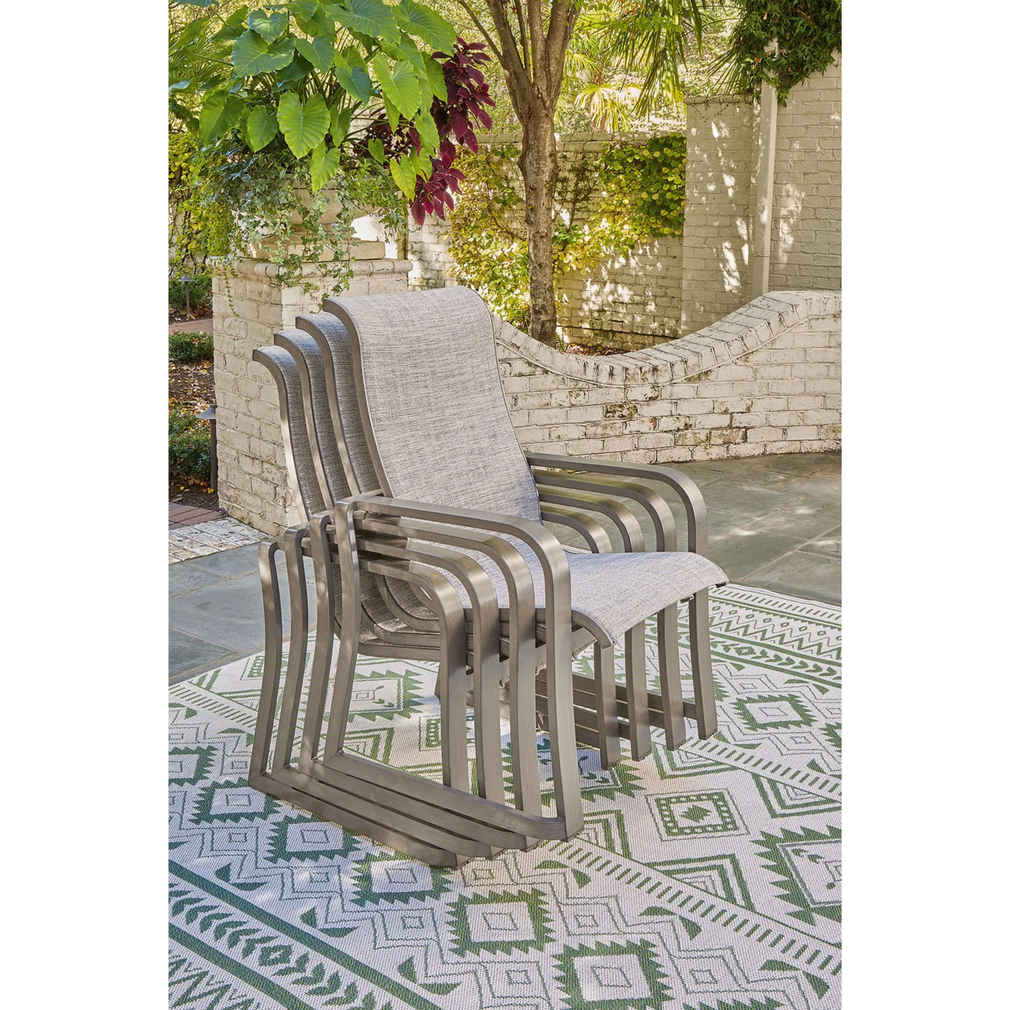 Beach Front Outdoor Sling Arm Chair (set of 4) - Beige - Image 10