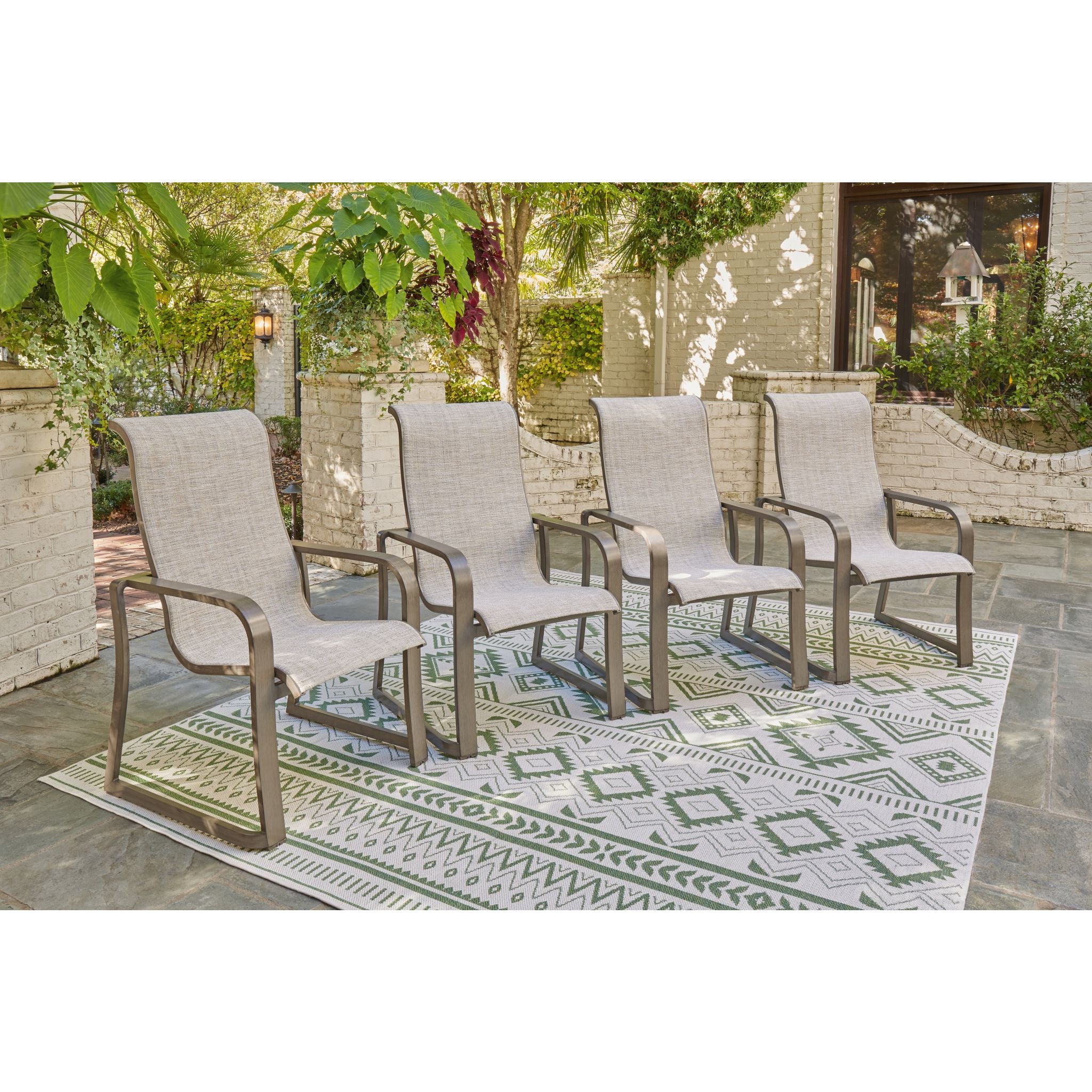 Beach Front Outdoor Sling Arm Chair (set of 4) - Beige - Image 2