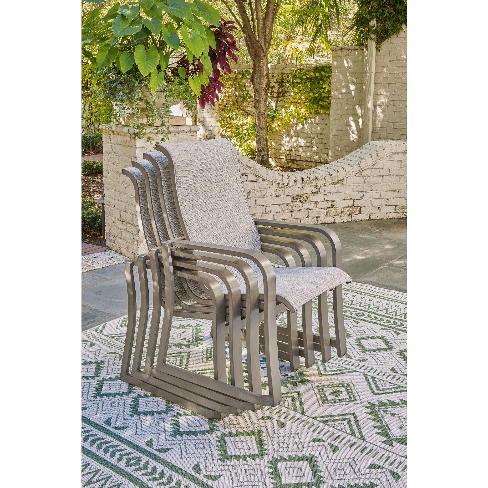 Beach Front Outdoor Sling Arm Chair (set of 4) - Beige - Image 5