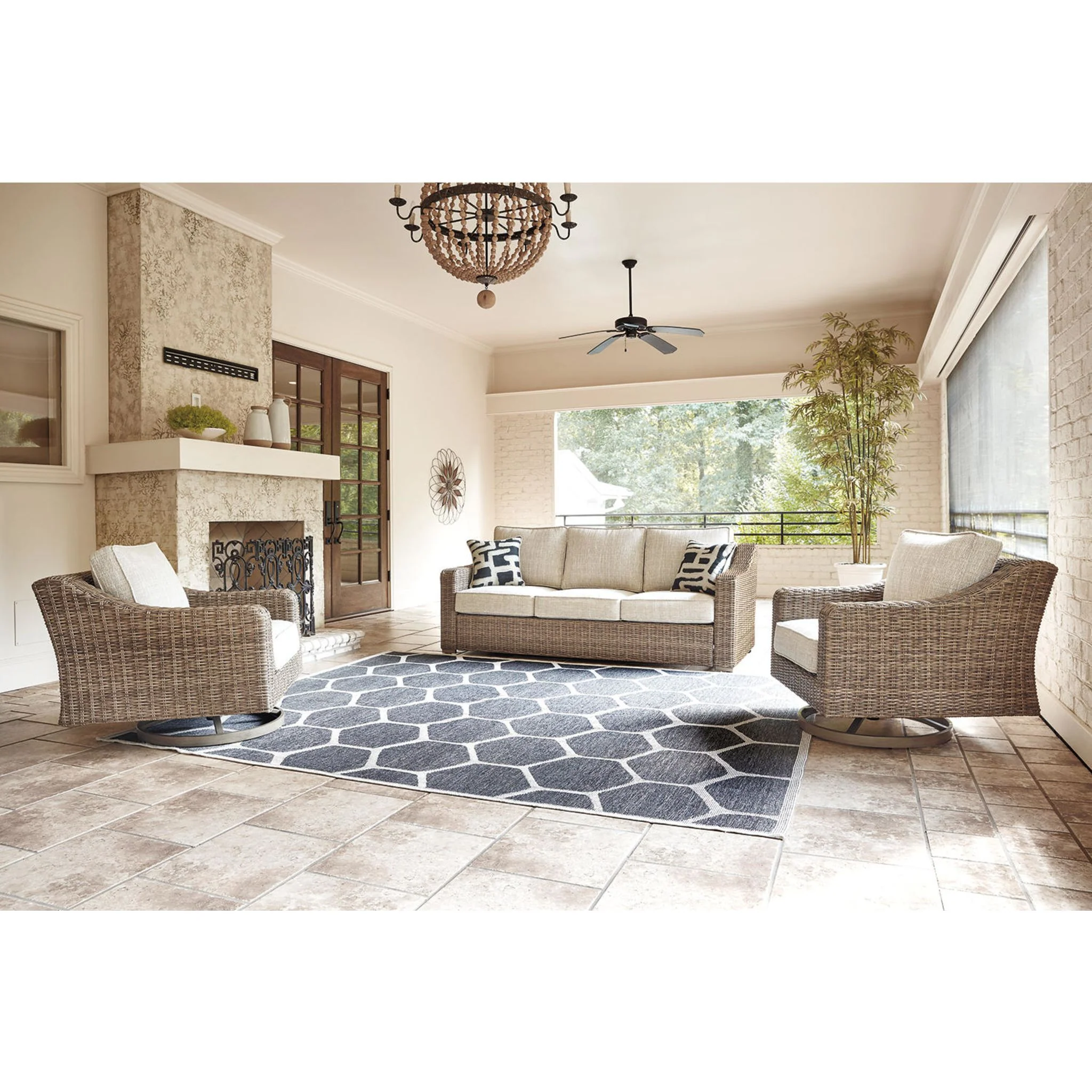 Beachcroft 3 Piece Outdoor Seating - Beige - Image 2