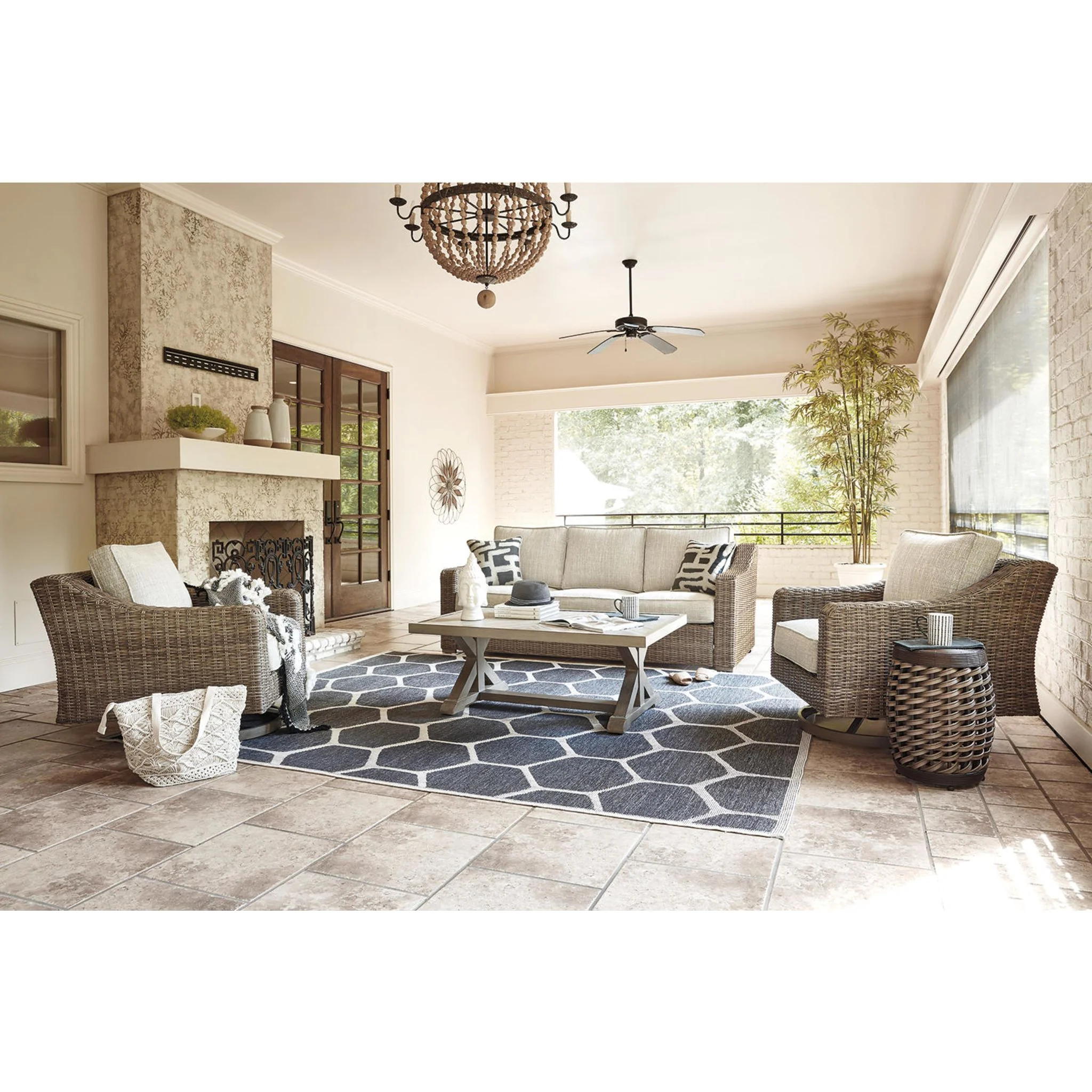 Beachcroft 4 Piece Outdoor Seating - Beige - Image 3