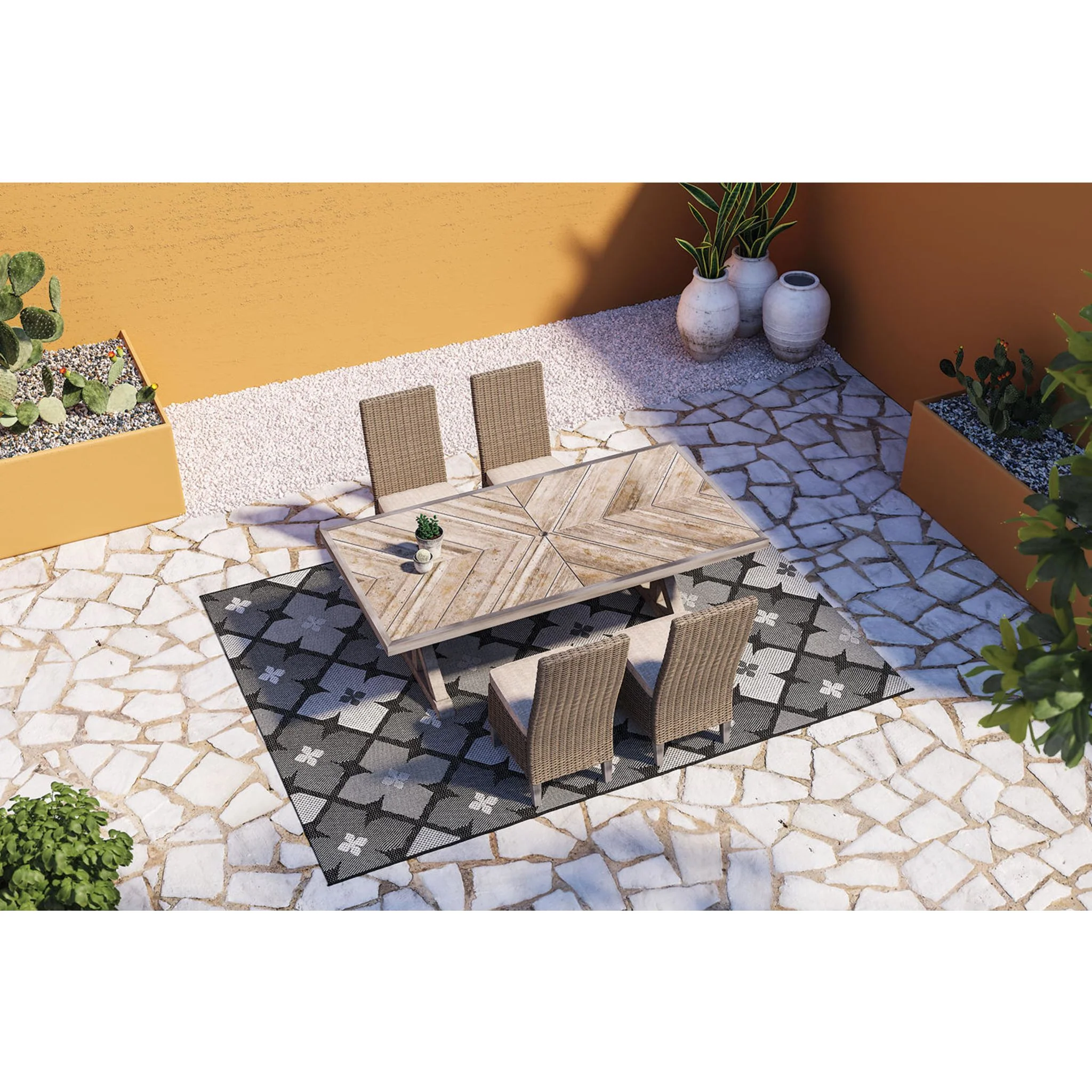 Beachcroft 5 Piece Outdoor Dining Set - Beige - Image 10