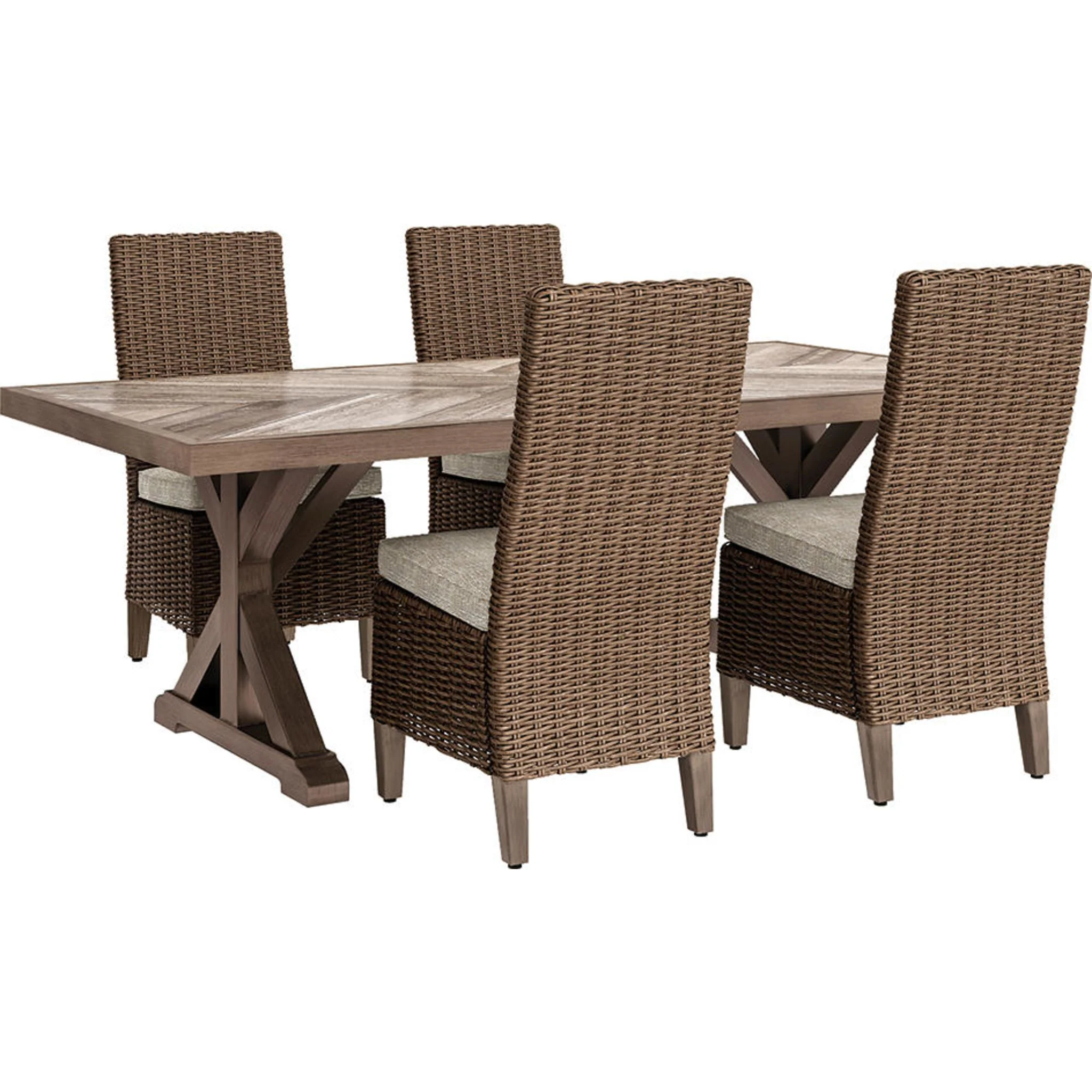 Beachcroft 5 Piece Outdoor Dining Set - Beige - Image 12