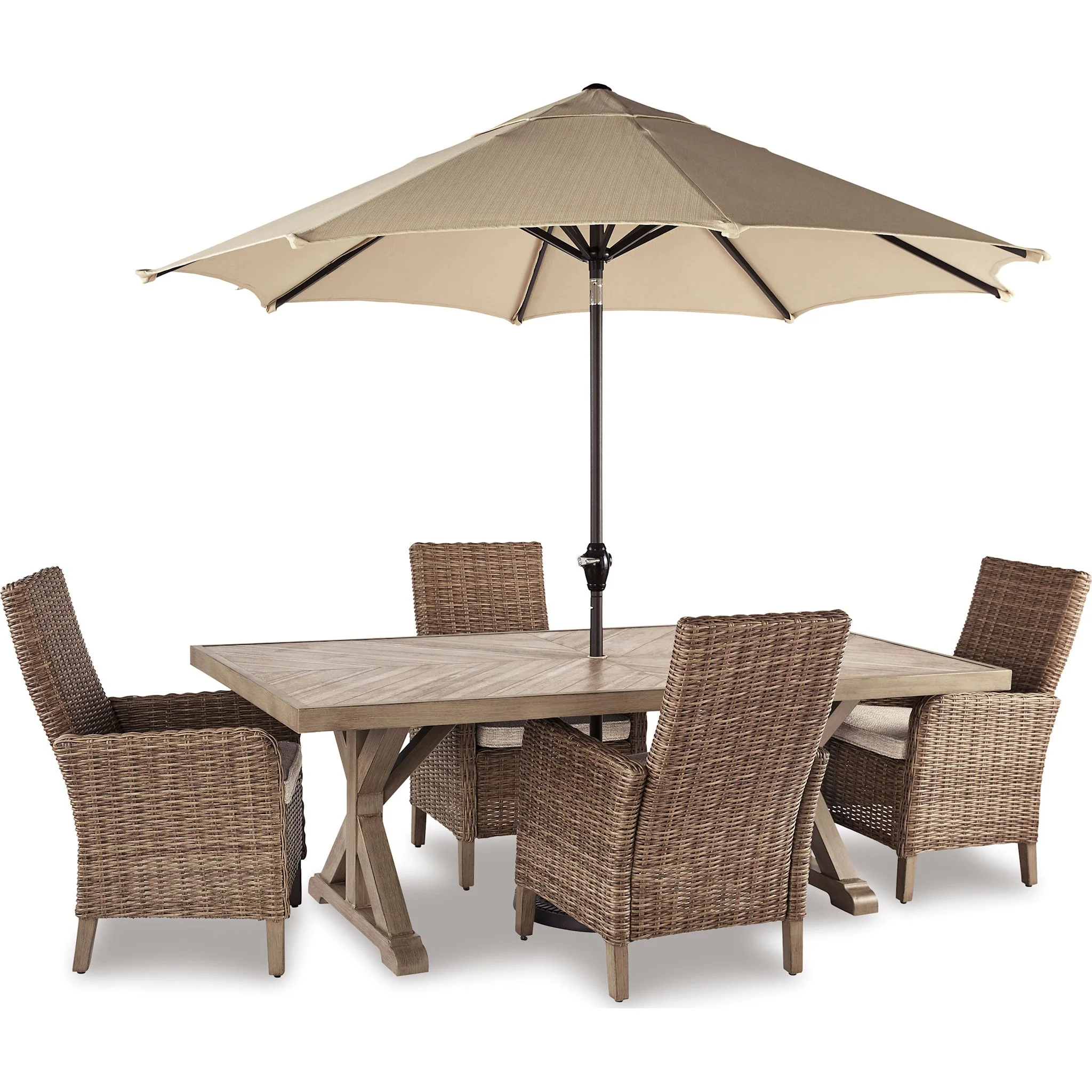 Beachcroft 5 Piece Outdoor Dining Set - Beige - Image 2