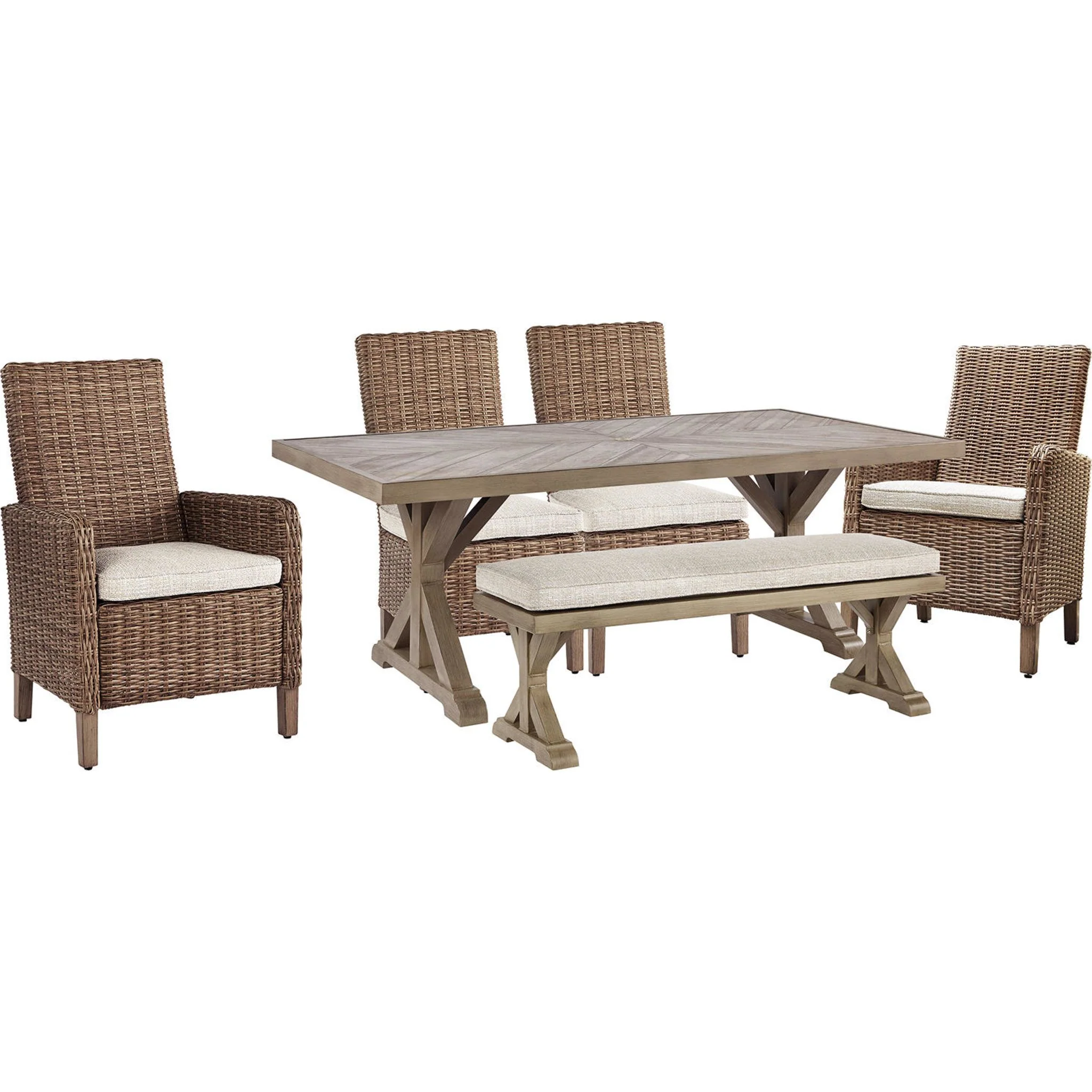 Beachcroft 6 Piece Outdoor Dining Set - Beige - Image 20