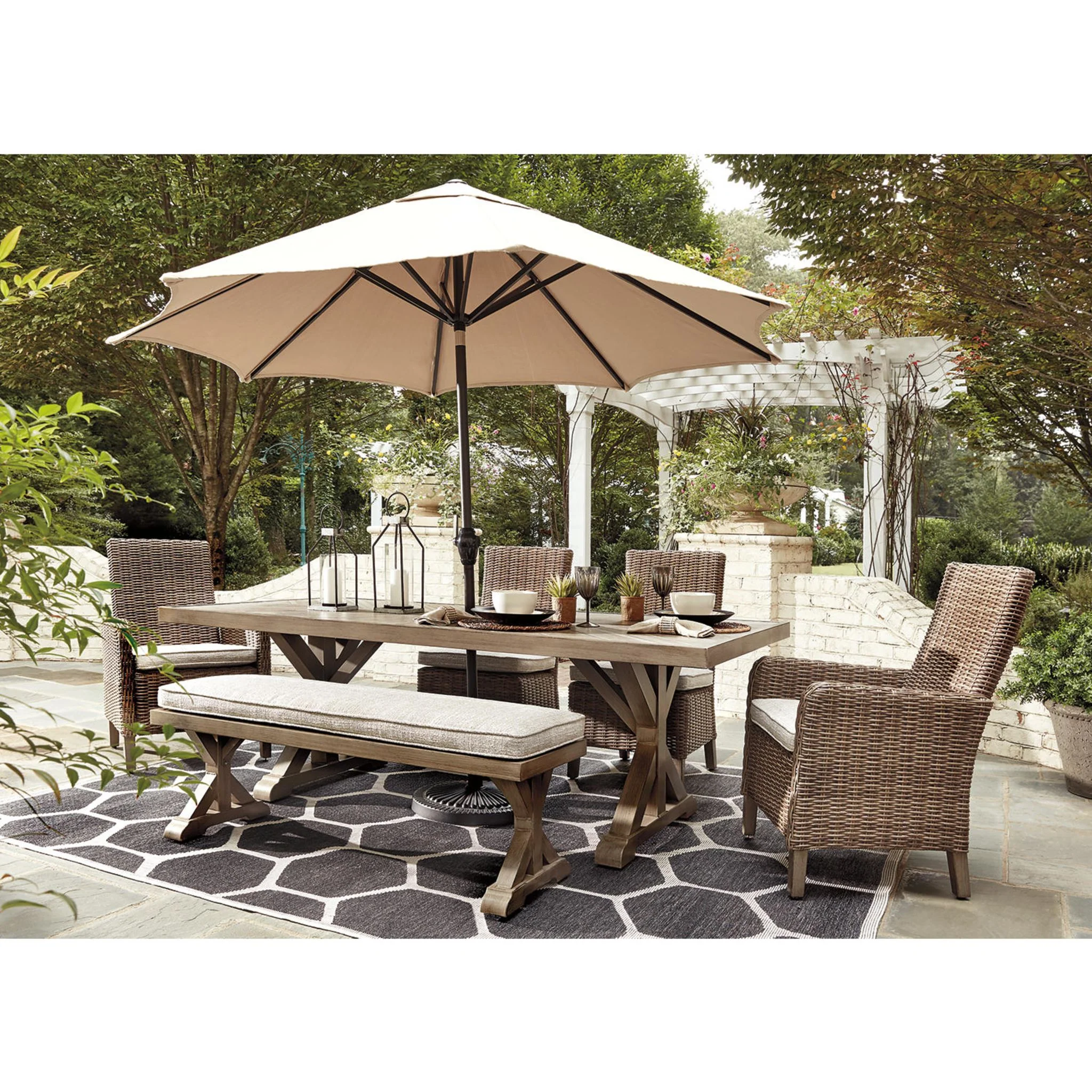 Beachcroft 6 Piece Outdoor Dining Set - Beige - Image 21
