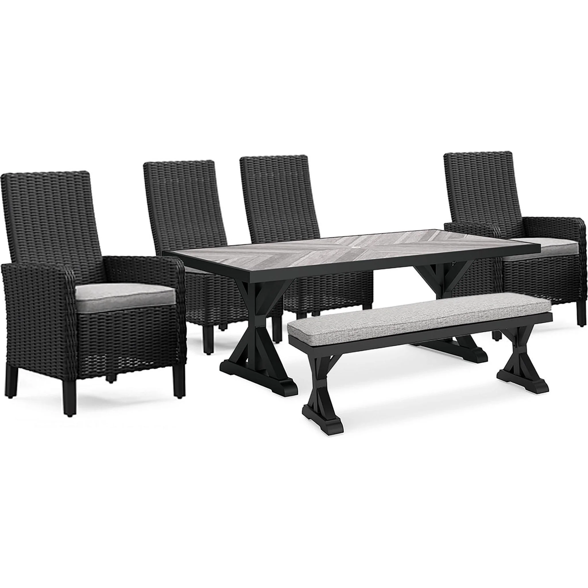 Beachcroft 6 Piece Outdoor Dining Set - Black/Light Gray - Image 8