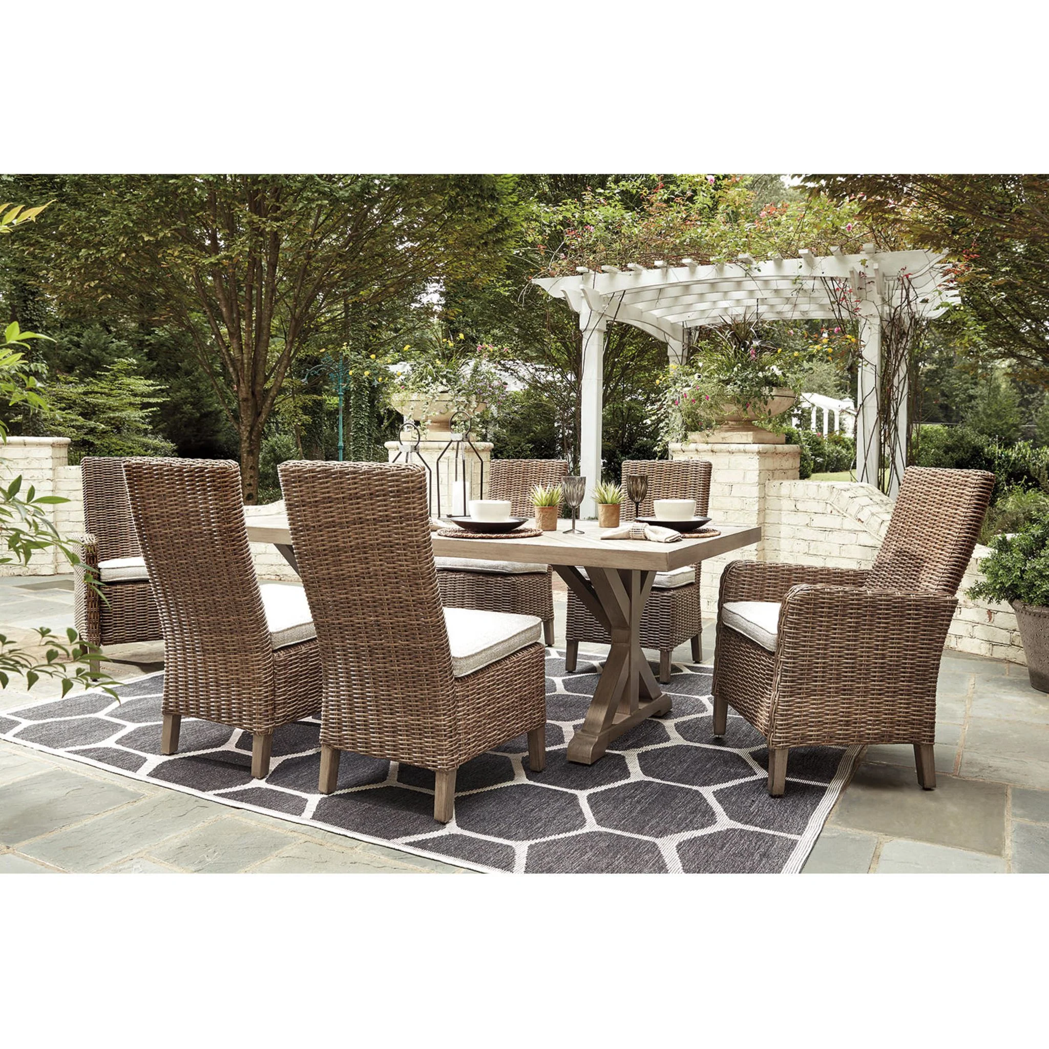 Beachcroft 7 Piece Outdoor Dining Set - Beige - Image 10