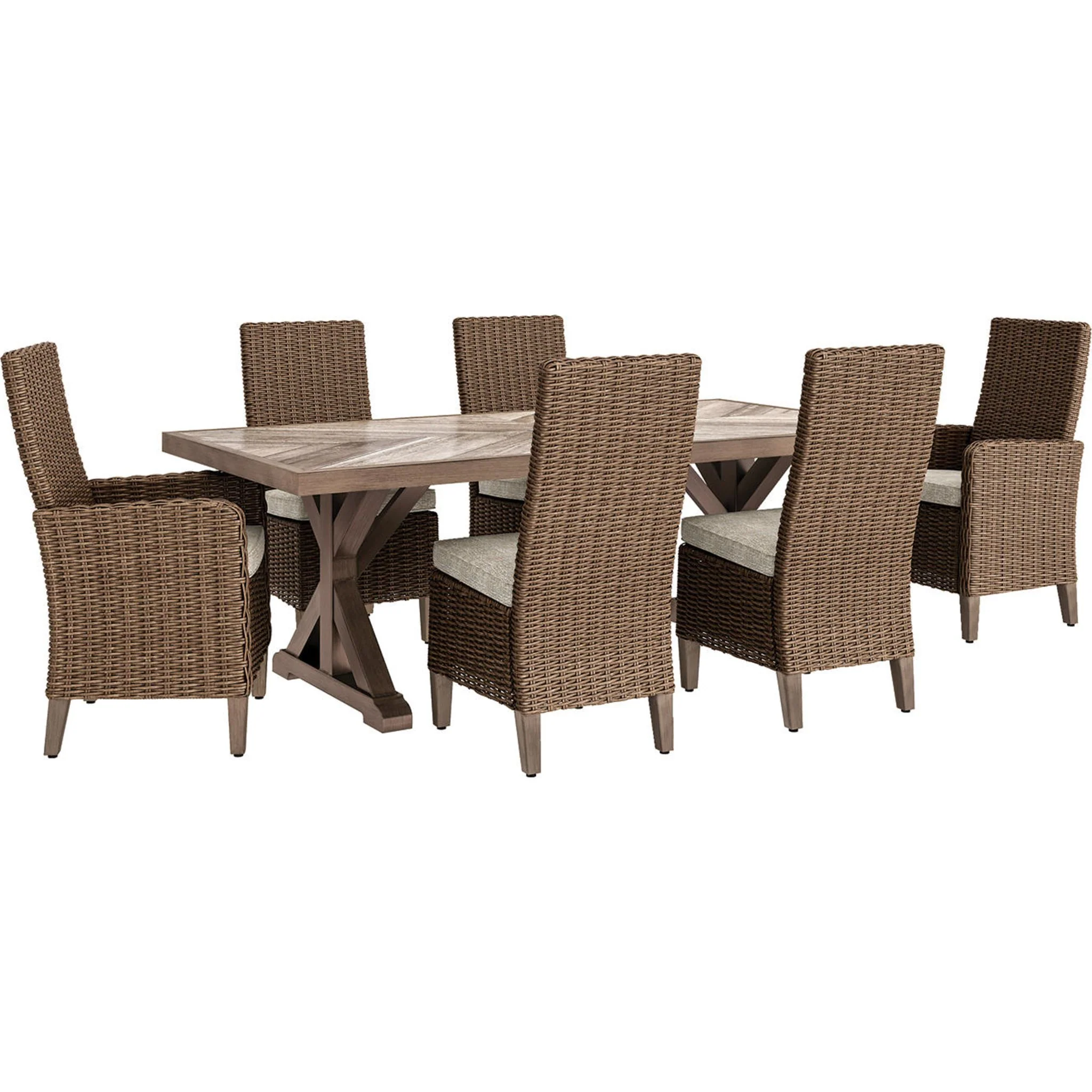 Beachcroft 7 Piece Outdoor Dining Set - Beige - Image 11