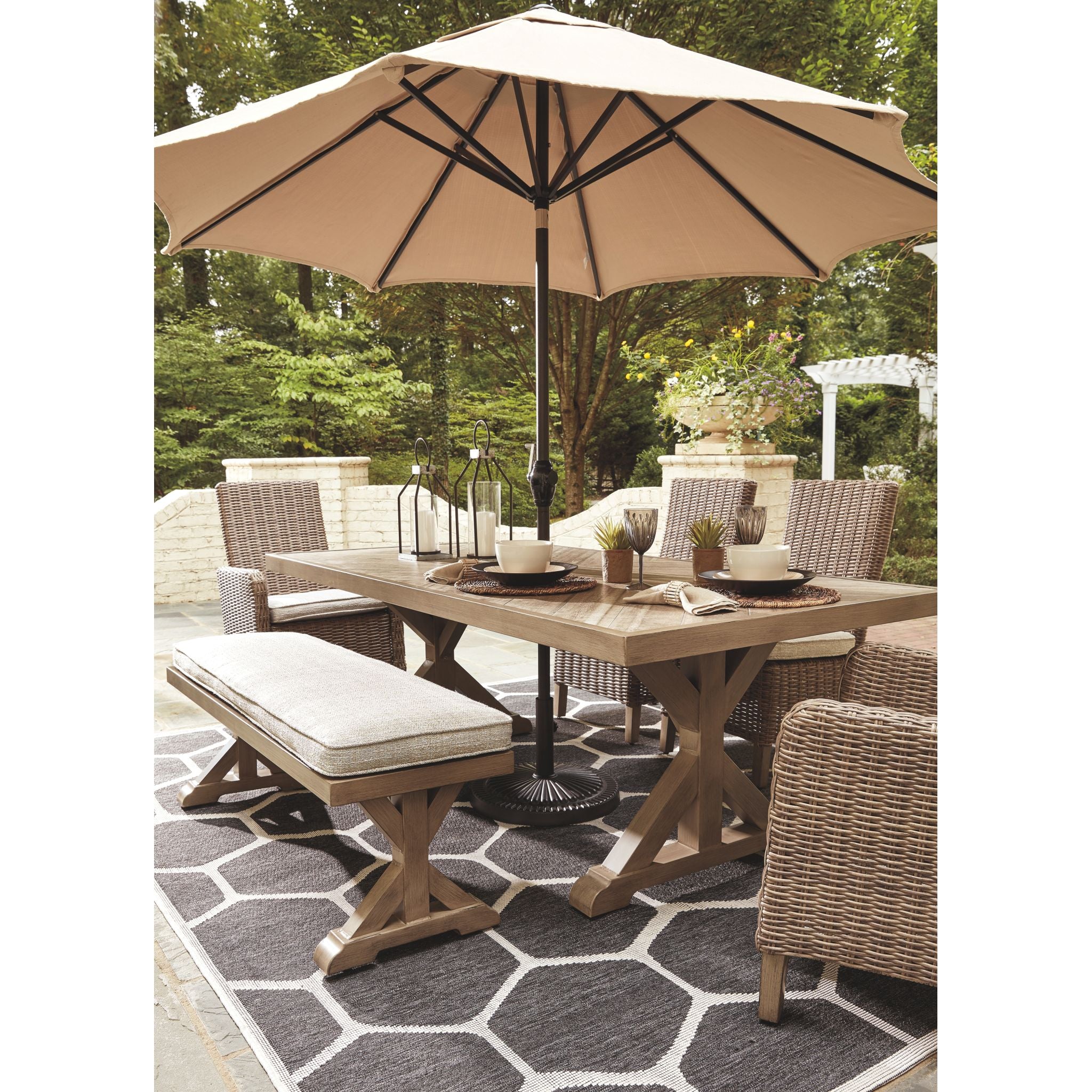 Beachcroft 7 Piece Outdoor Dining Set - Beige - Image 5