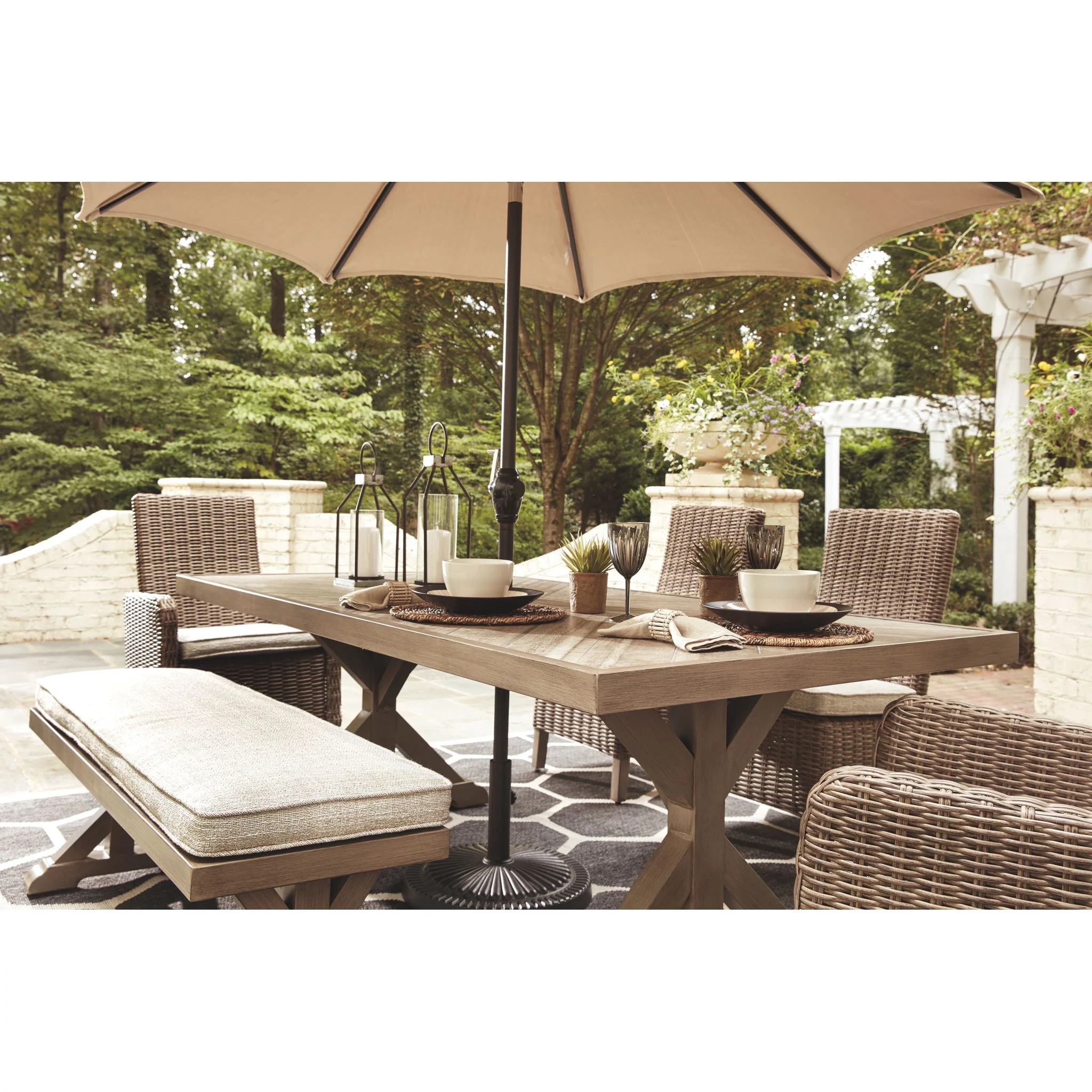 Beachcroft 7 Piece Outdoor Dining Set - Beige - Image 6