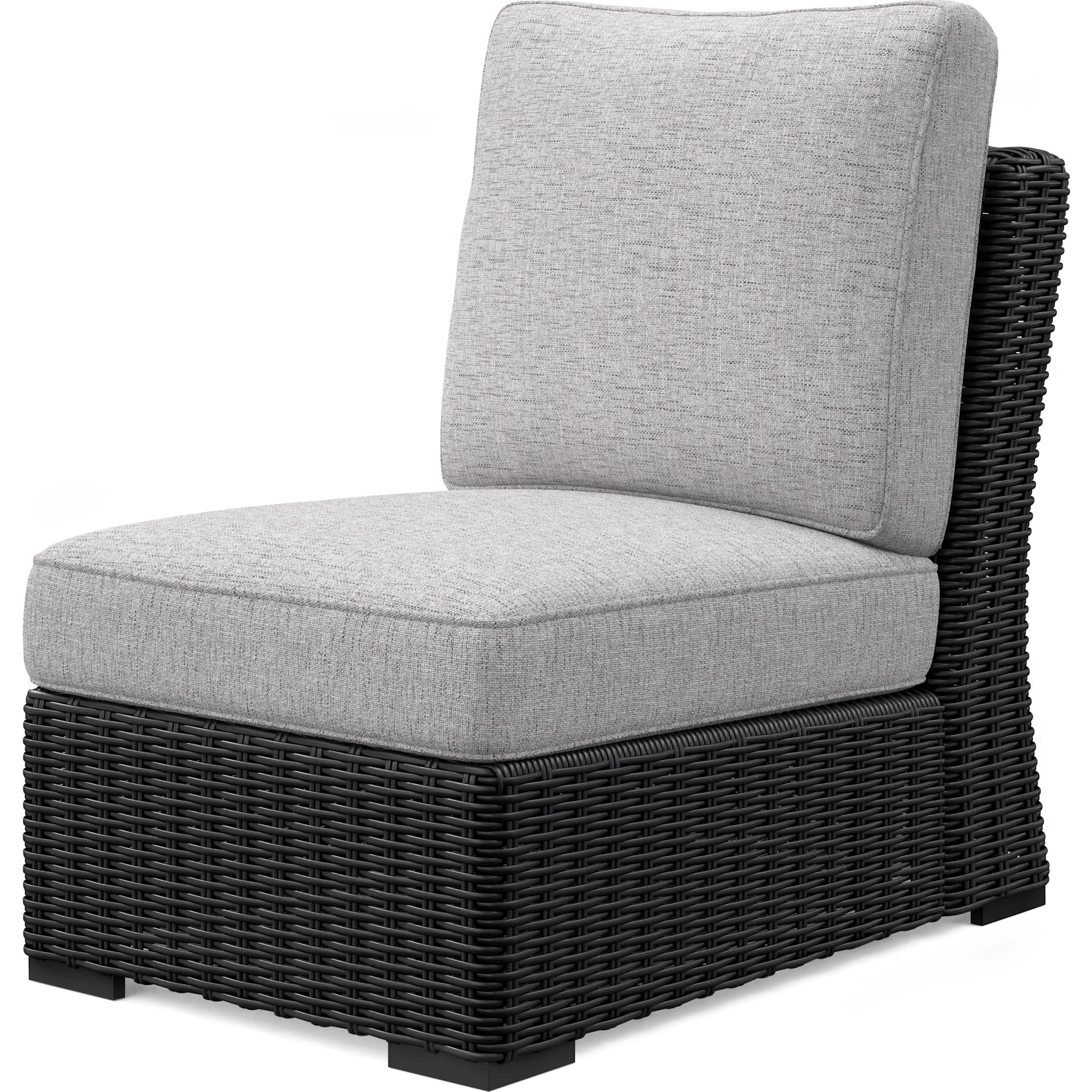 Beachcroft Outdoor Armless Chair with Cushion - Black/Light Gray - Image 3