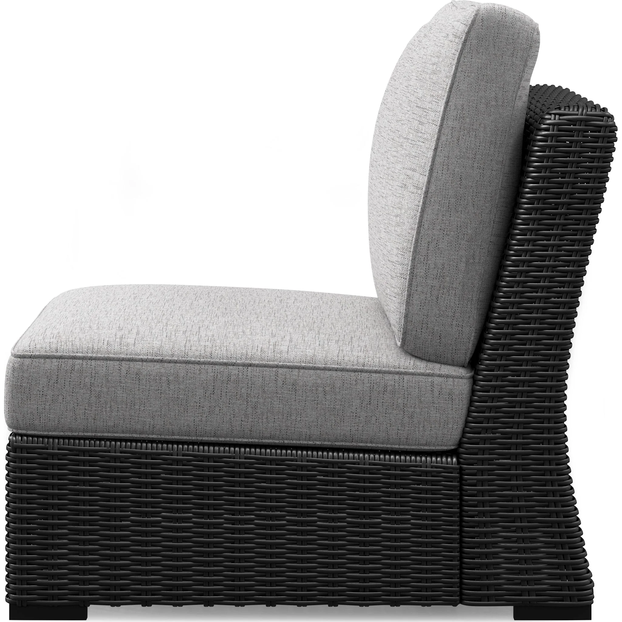 Beachcroft Outdoor Armless Chair with Cushion - Black/Light Gray - Image 7