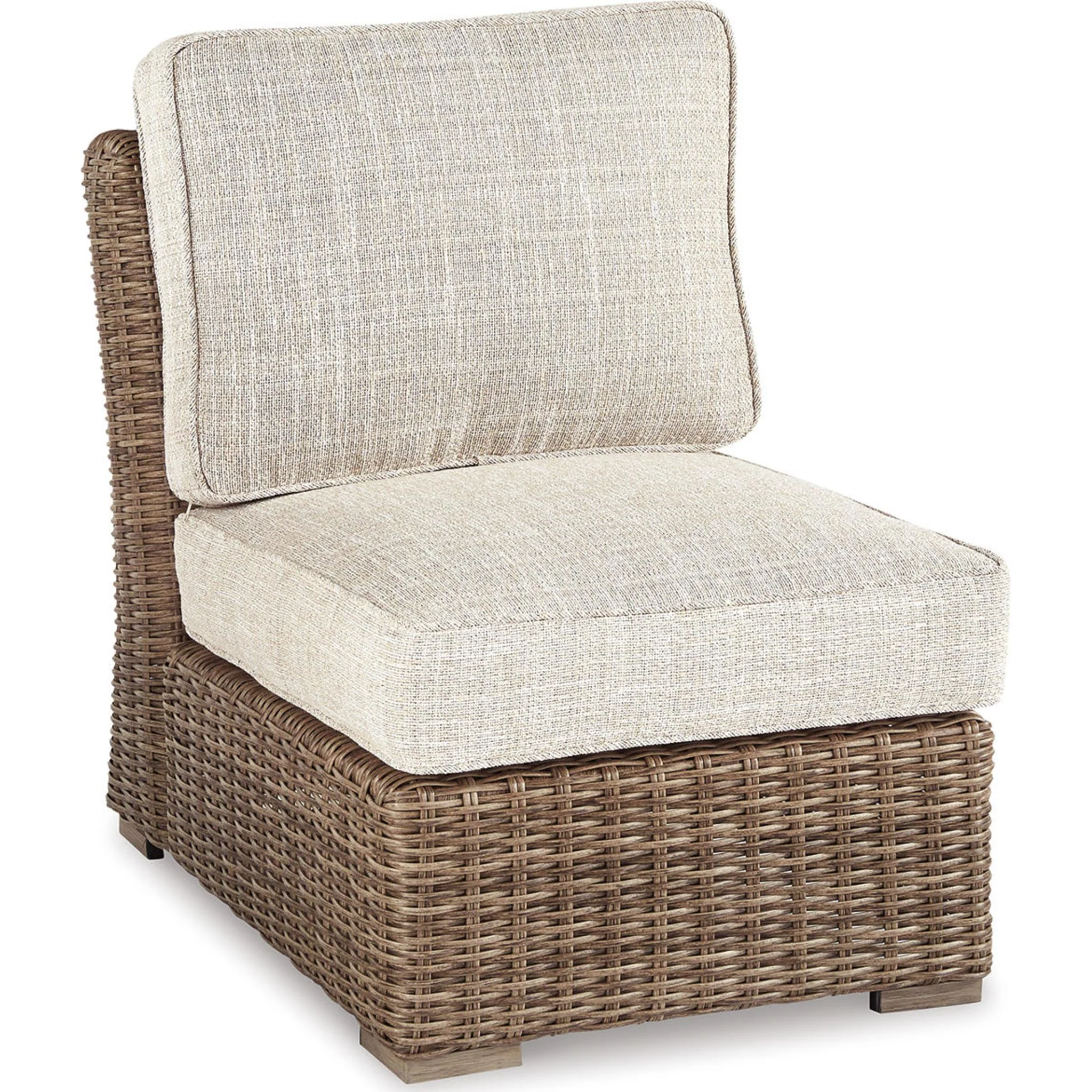 Beachcroft Outdoor Armless Chair with Cushion - White/Beige