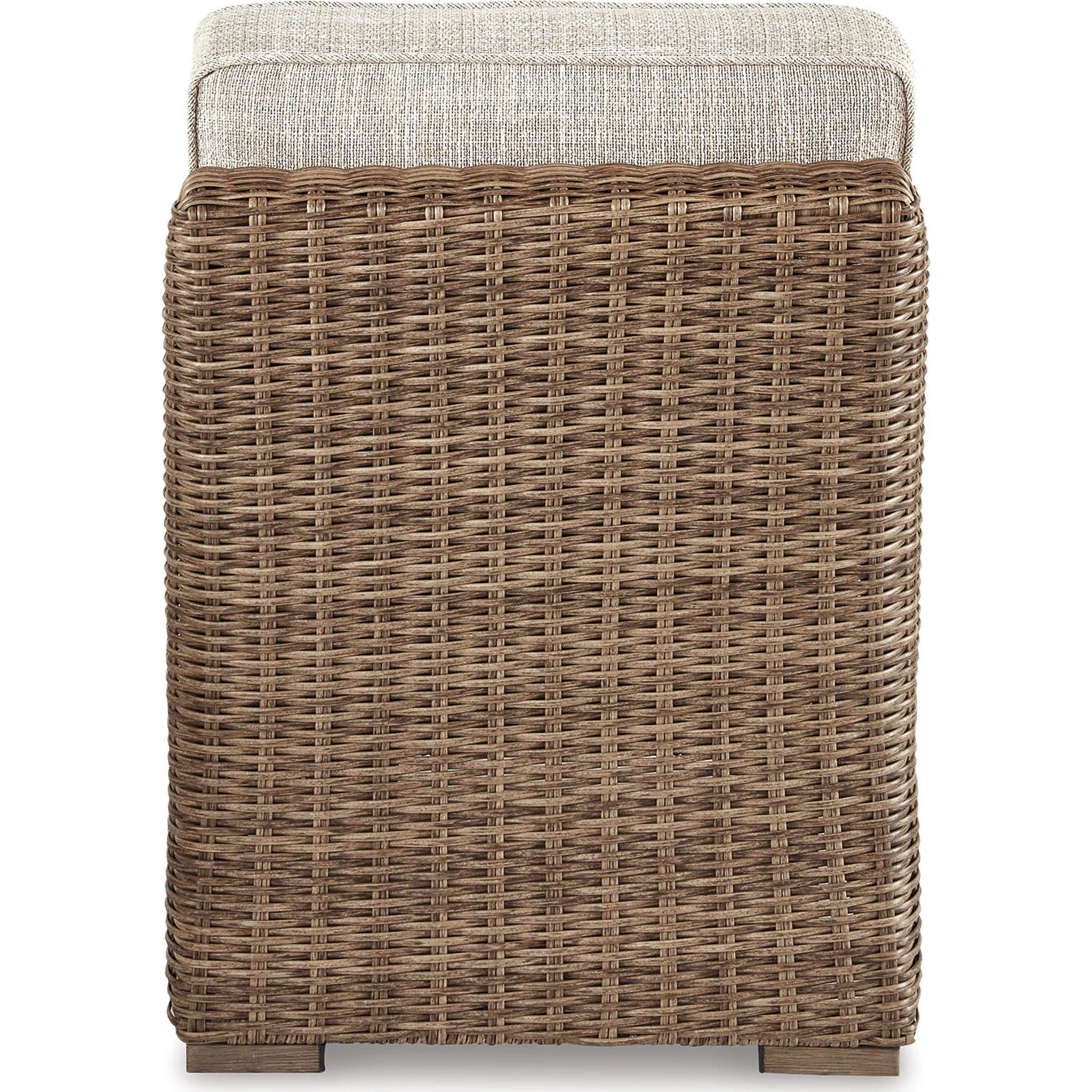 Beachcroft Outdoor Armless Chair with Cushion - White/Beige - Image 13