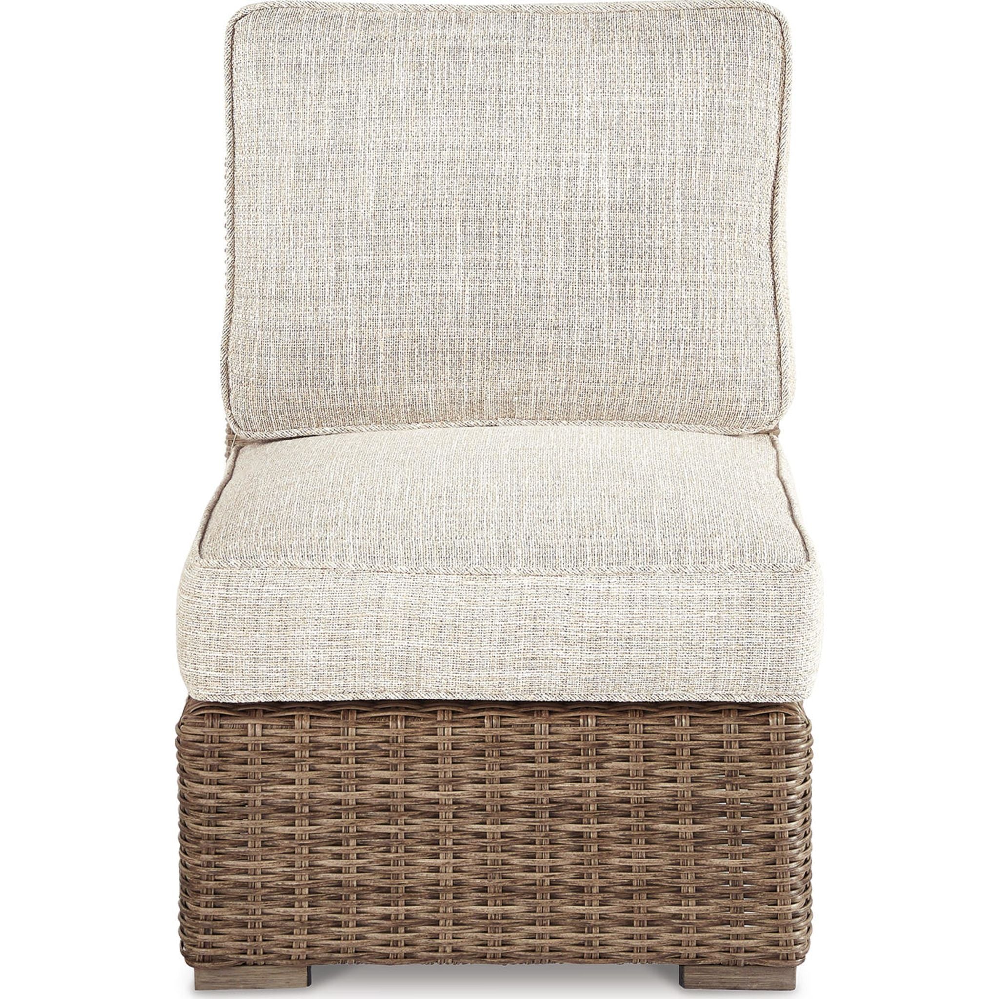 Beachcroft Outdoor Armless Chair with Cushion - White/Beige - Image 14