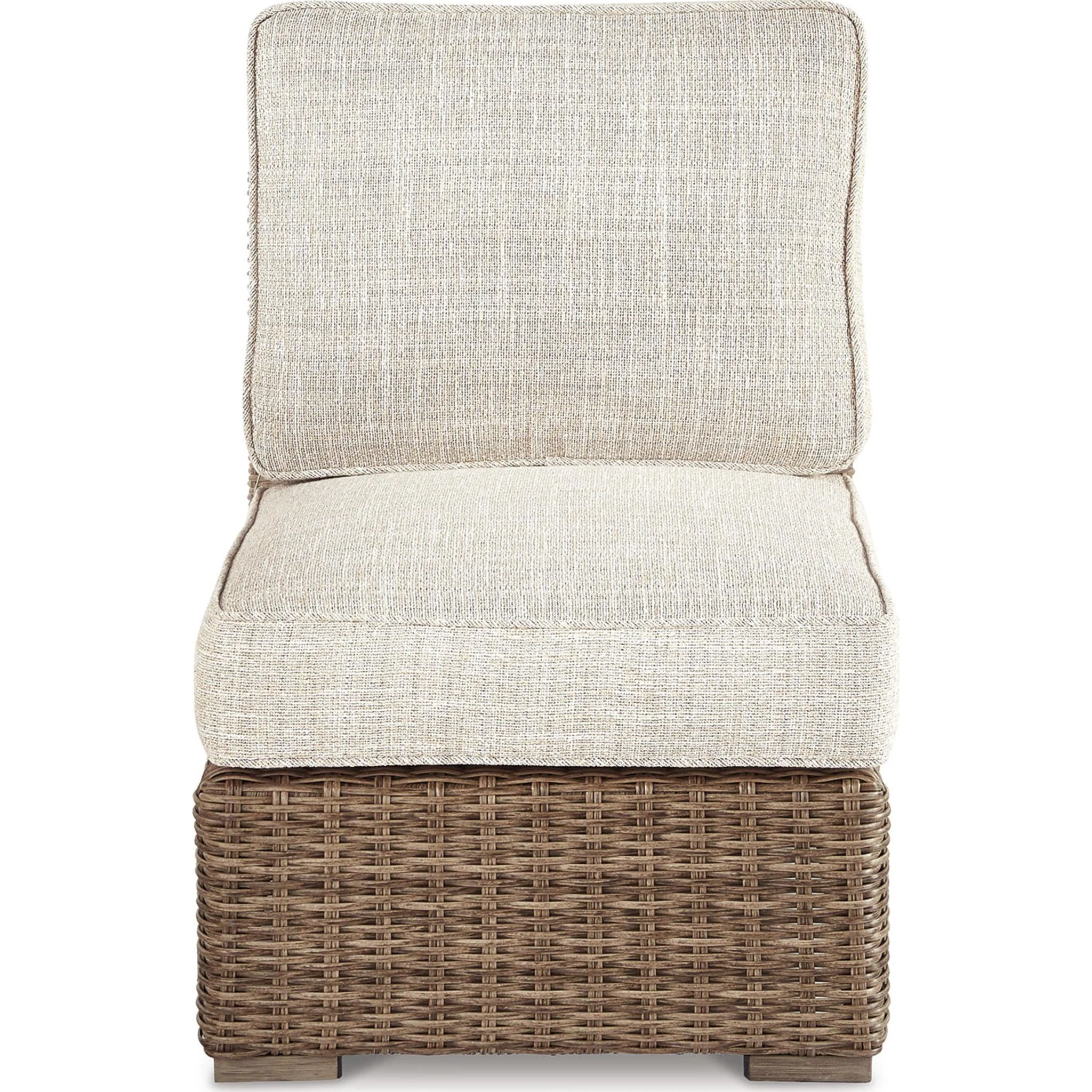Beachcroft Outdoor Armless Chair with Cushion - White/Beige - Image 15
