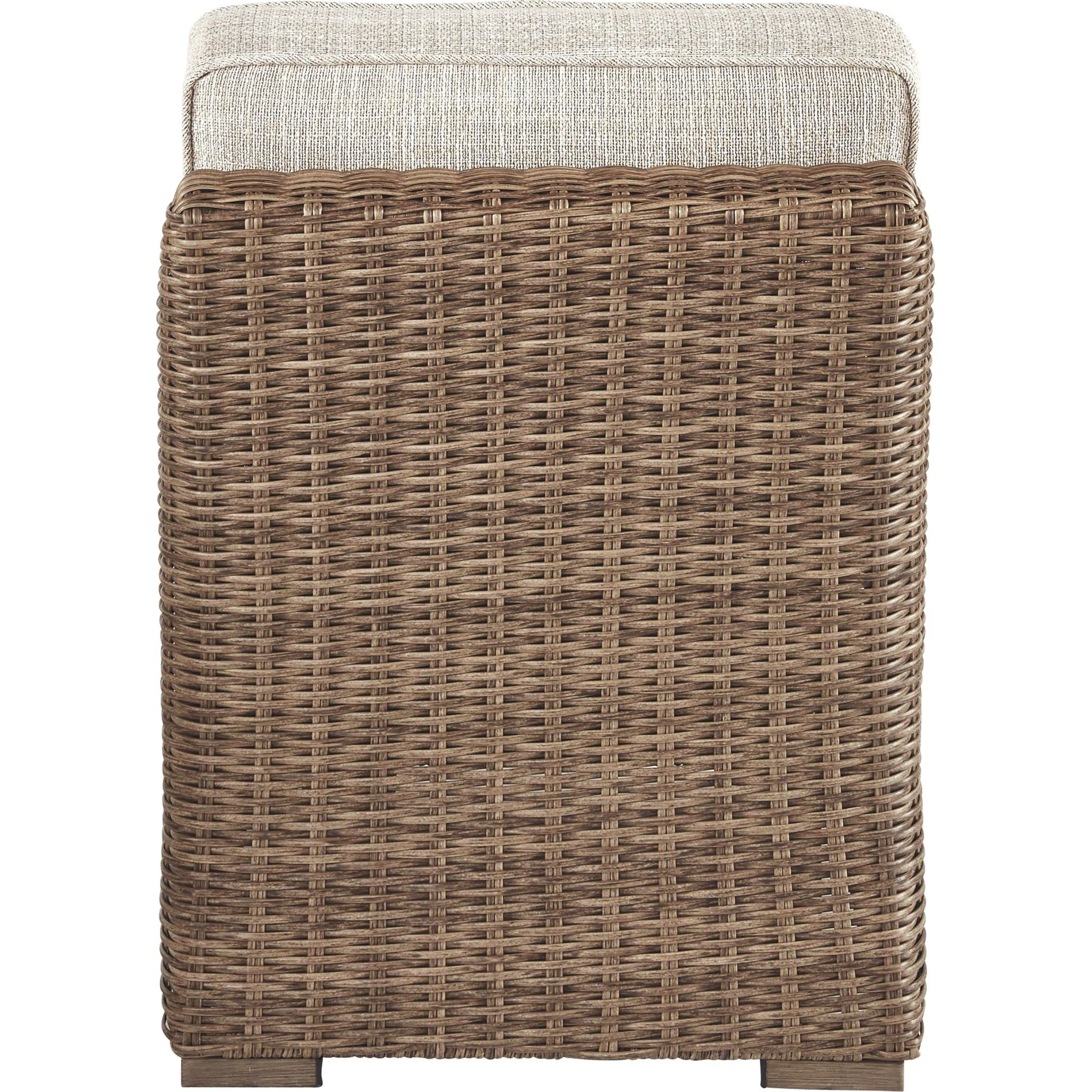 Beachcroft Outdoor Armless Chair with Cushion - White/Beige - Image 3
