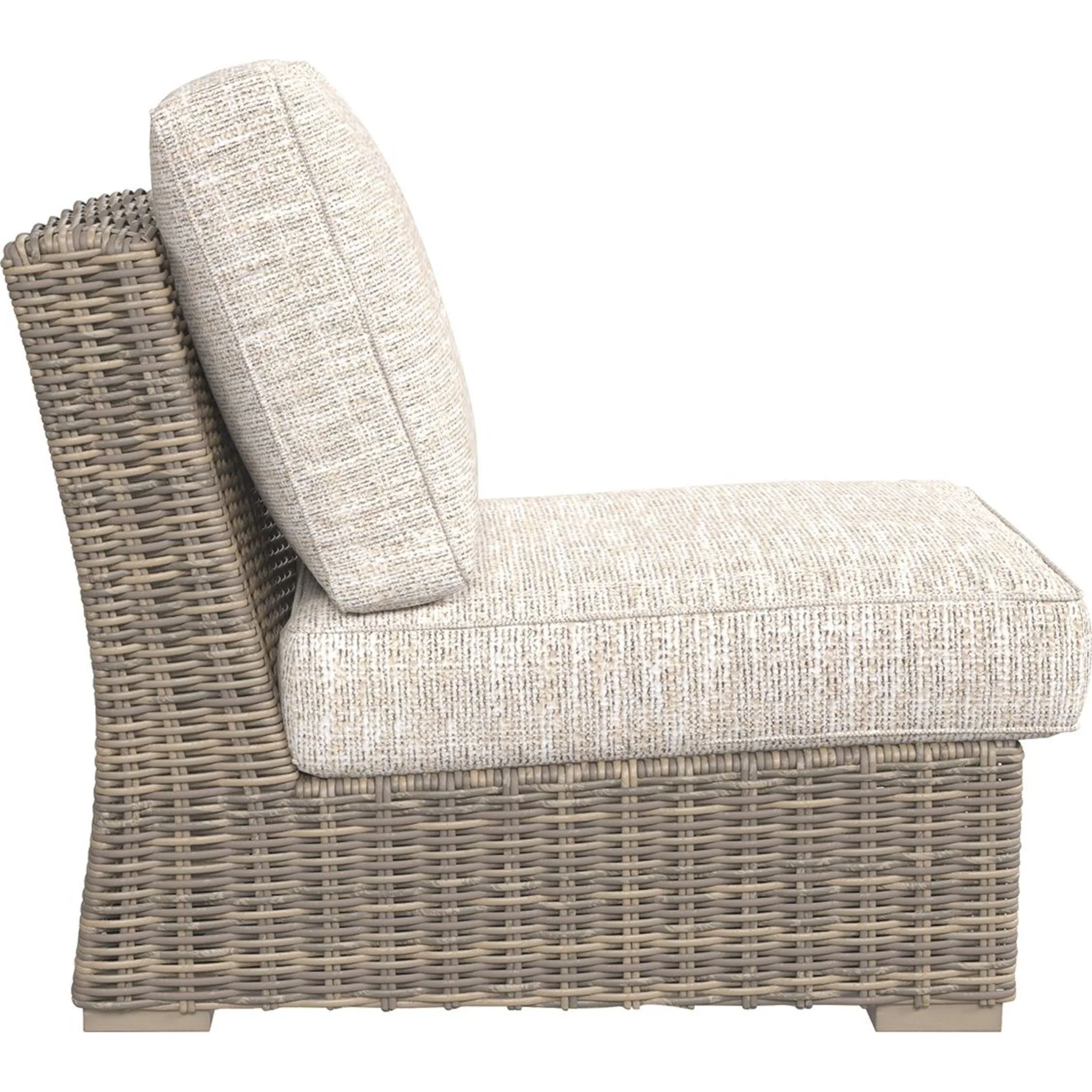 Beachcroft Outdoor Armless Chair with Cushion - White/Beige - Image 5
