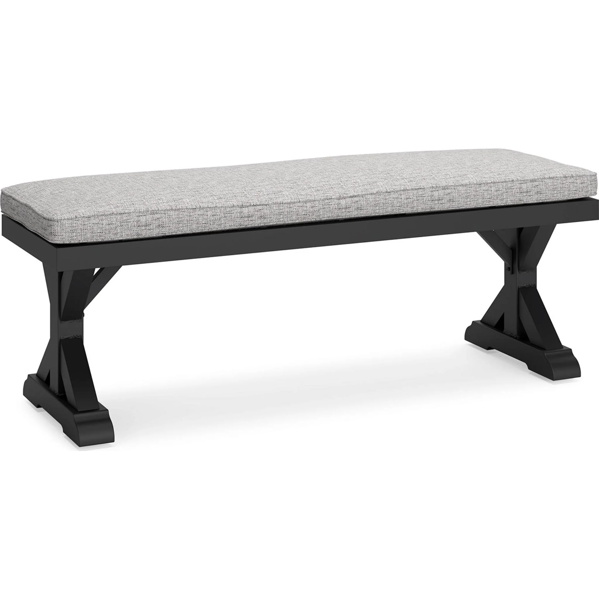 Beachcroft Outdoor Bench with Cushion - Black/Light Gray