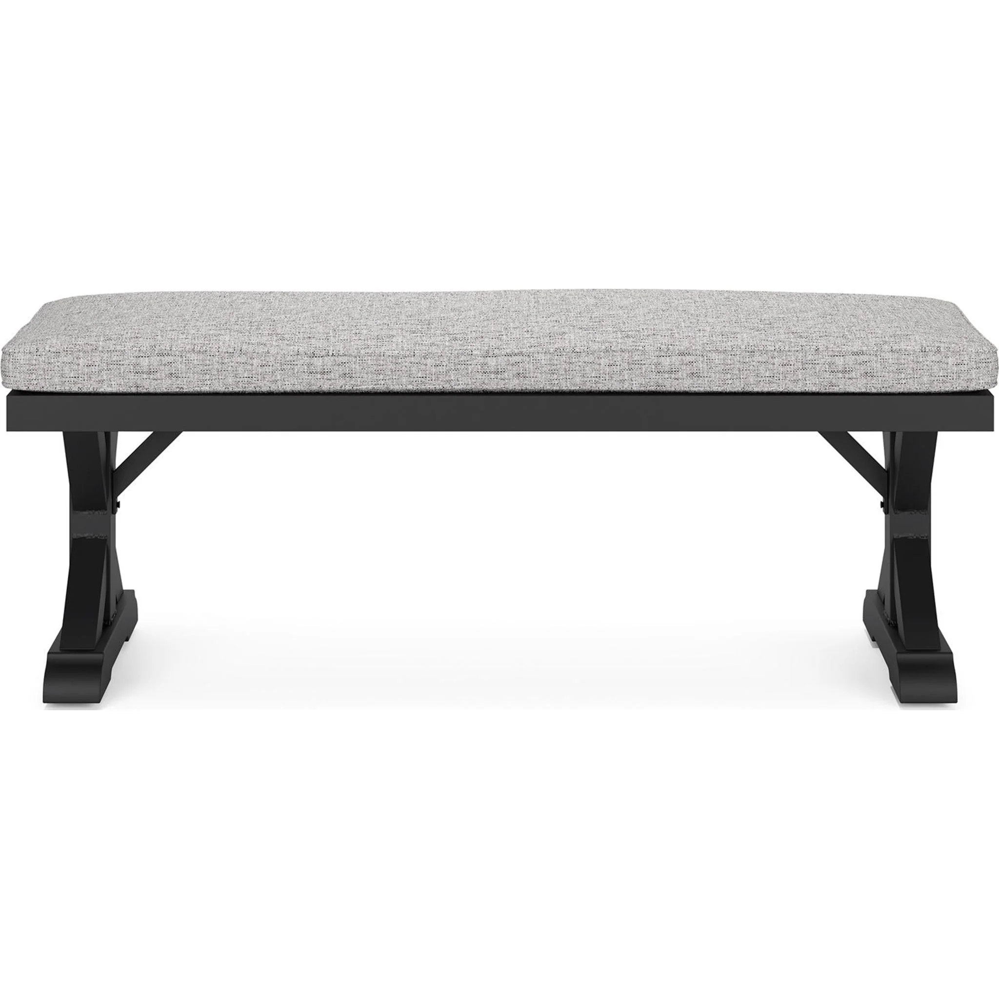 Beachcroft Outdoor Bench with Cushion - Black/Light Gray - Image 4