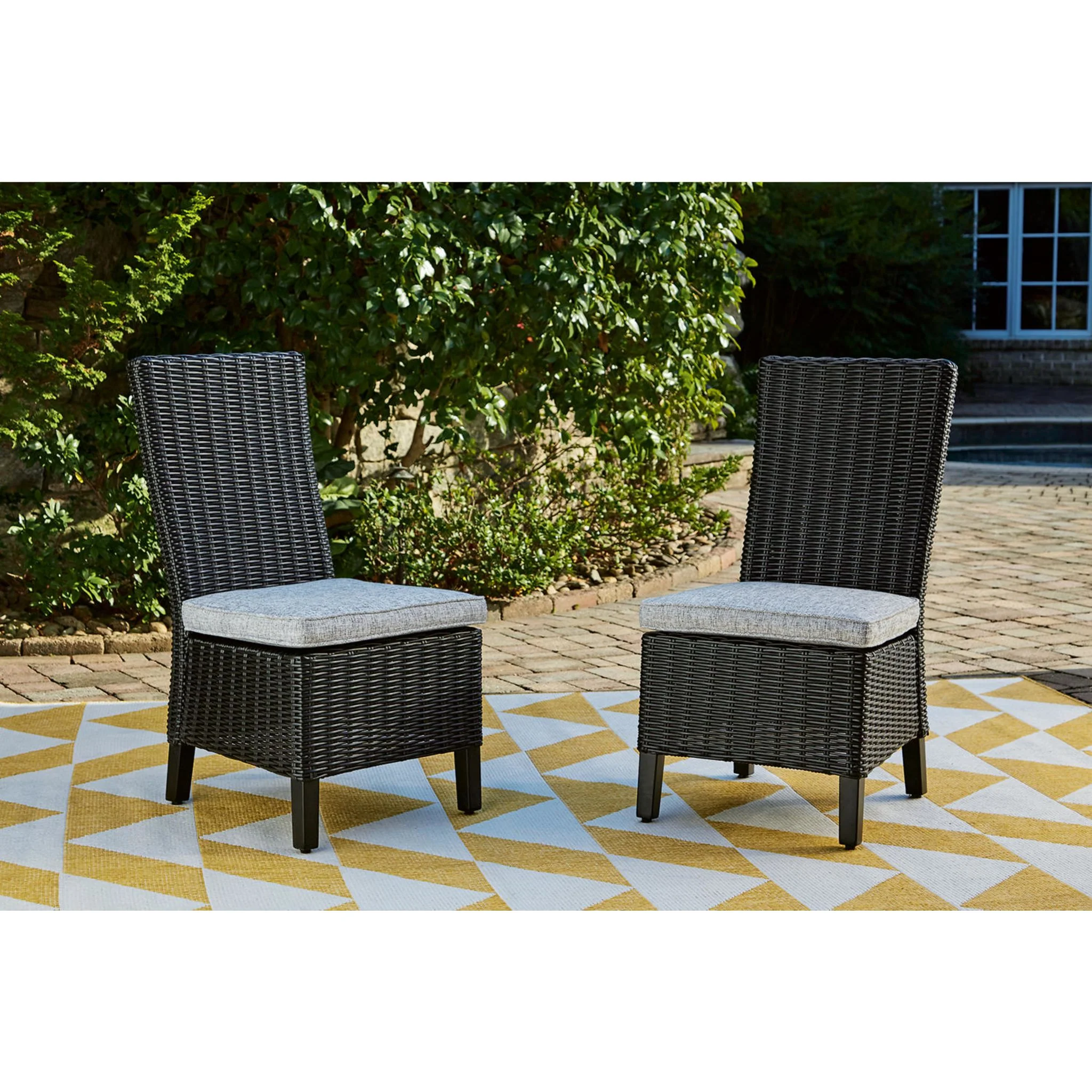 Beachcroft Outdoor Chair with Cushion (set of 2) - Black/Light Gray - Image 2