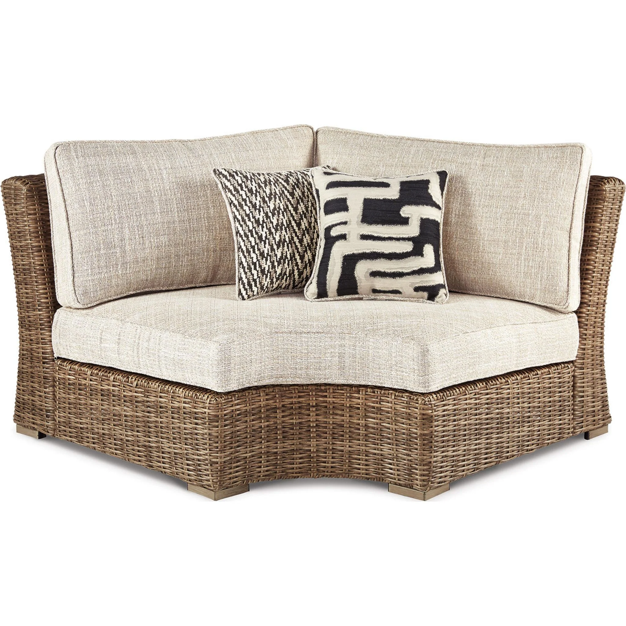 Beachcroft Outdoor Corner Chair with Cushion - White/Beige - Image 11