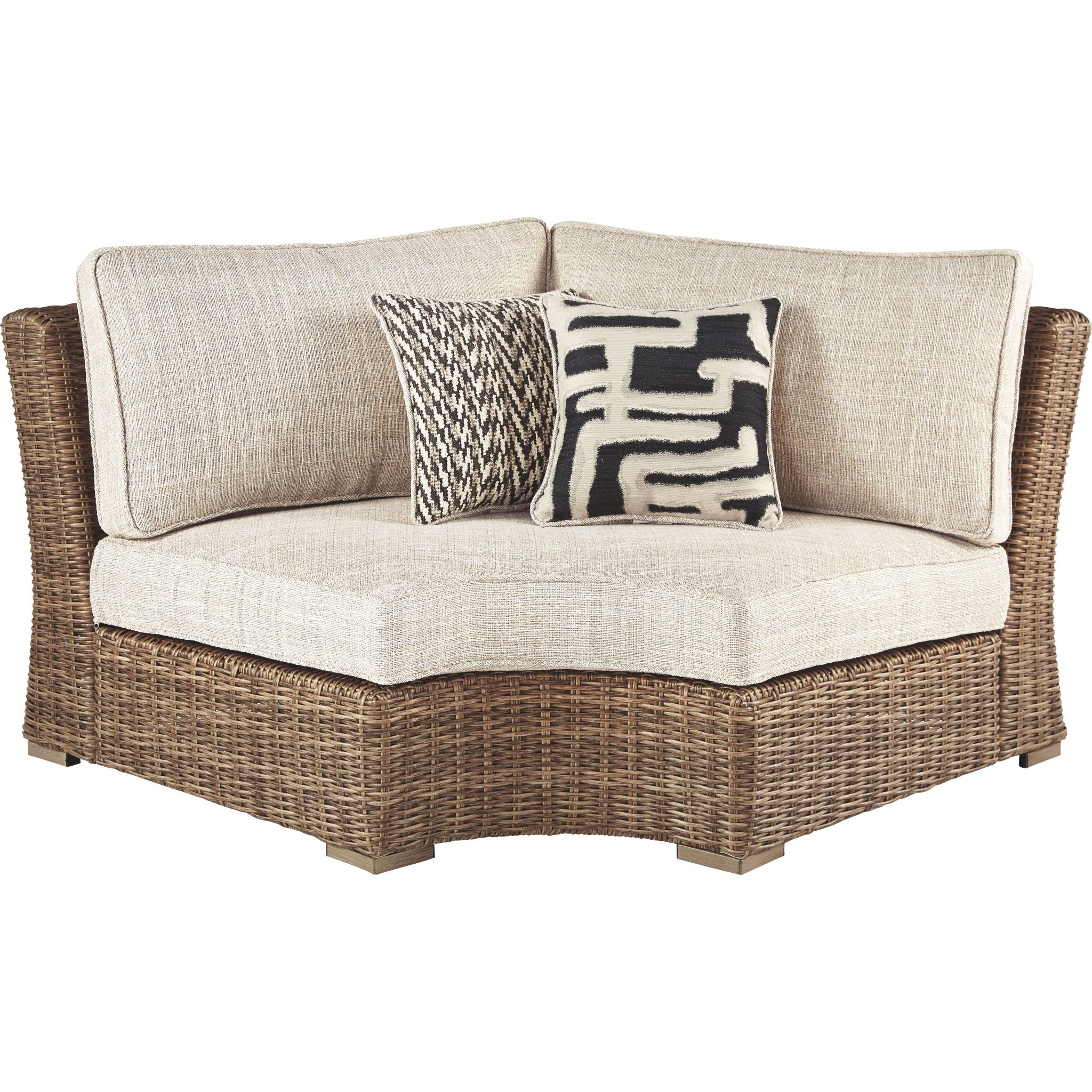 Beachcroft Outdoor Corner Chair with Cushion - White/Beige - Image 2