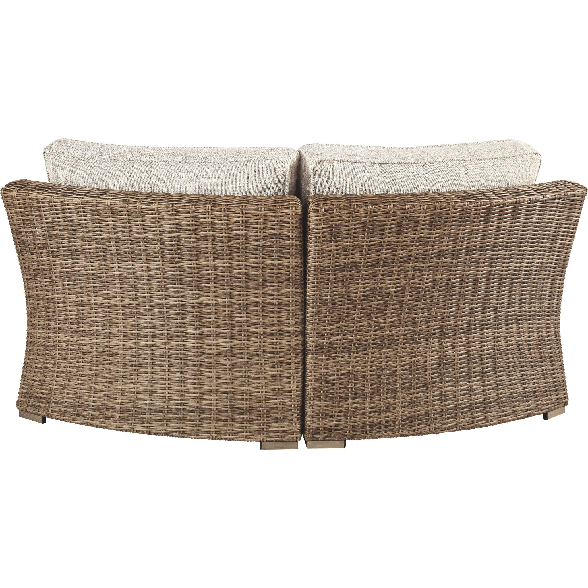 Beachcroft Outdoor Corner Chair with Cushion - White/Beige - Image 3