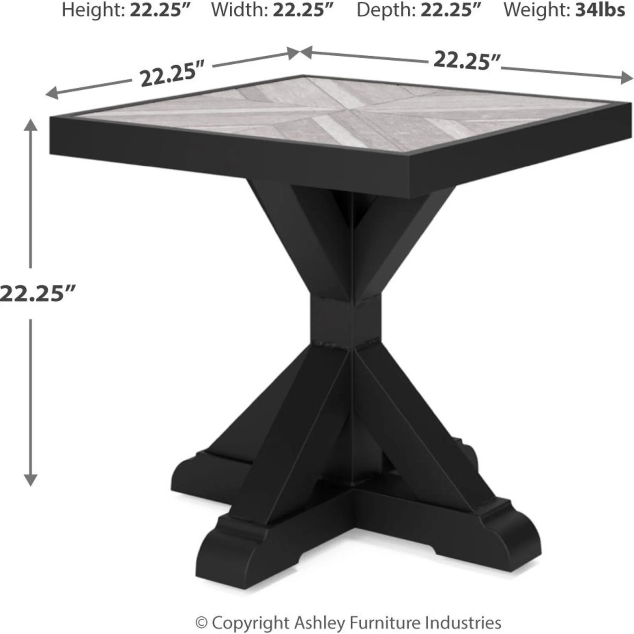 Beachcroft Outdoor End Table - Black/Light Gray - Image 3