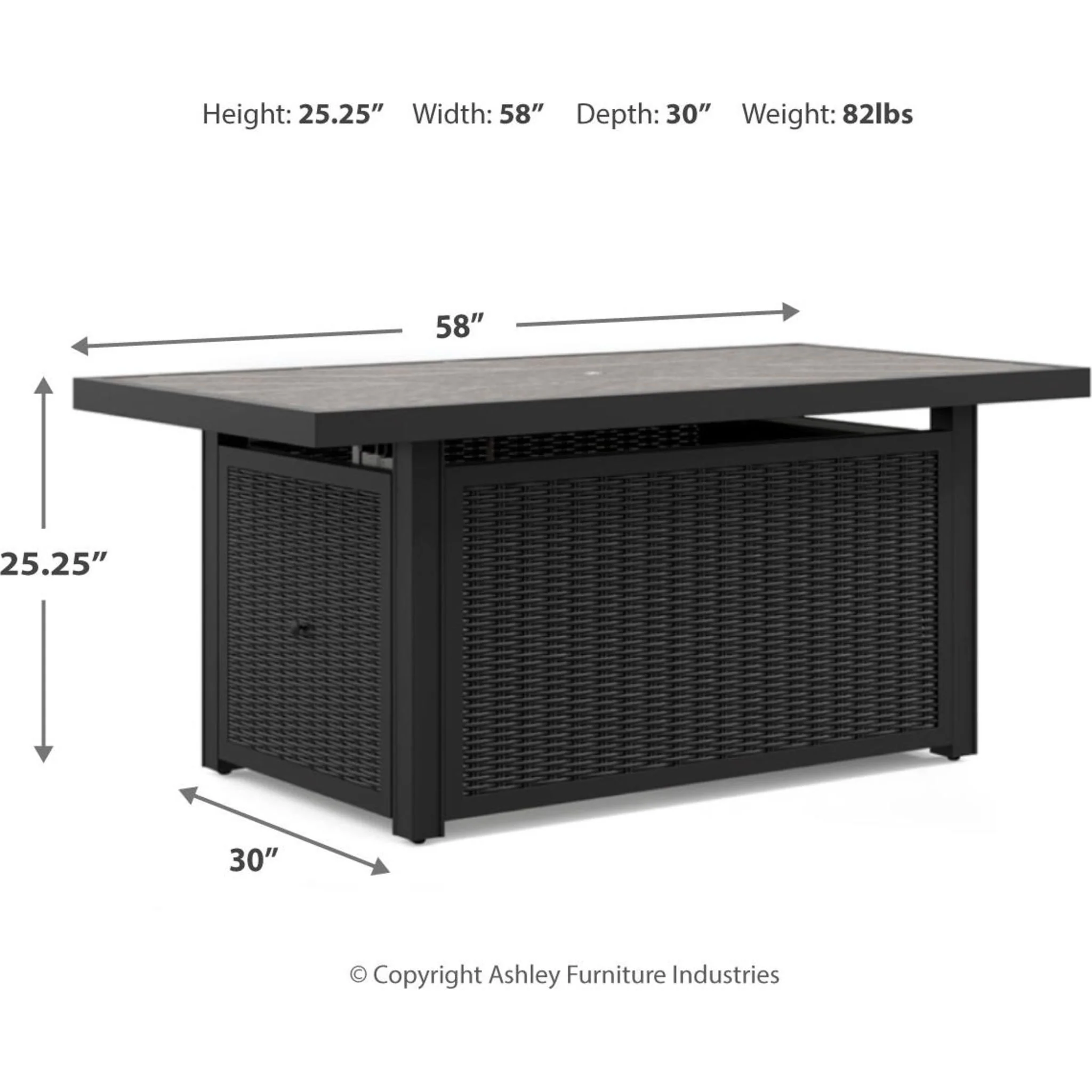 Beachcroft Outdoor Fire Pit Table - Black/Light Gray - Image 3